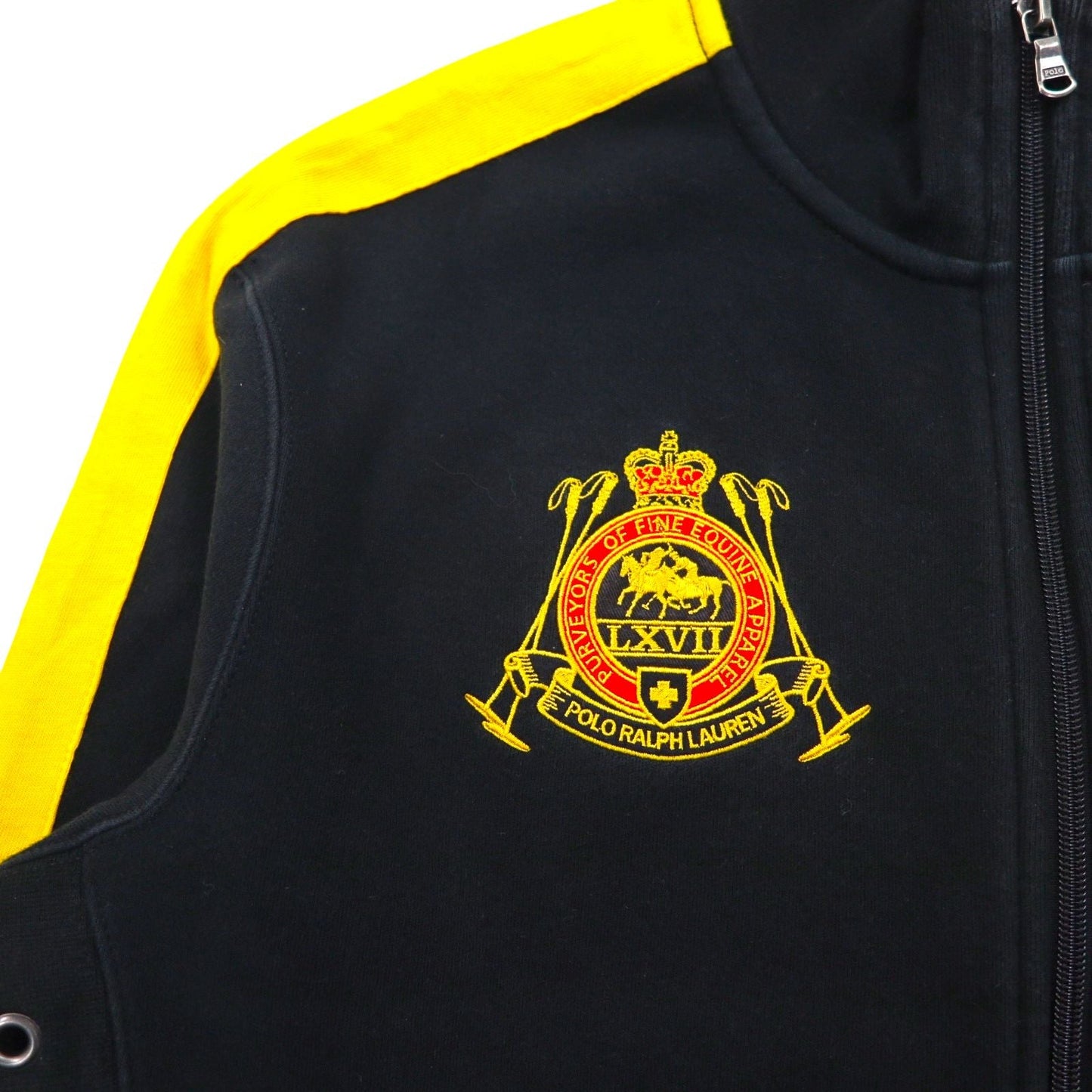 Polo Ralph Lauren 90年代 ビッグポニー 刺繍 リバースウィーブ スウェット トラックジャケット ジャージ M ブラック