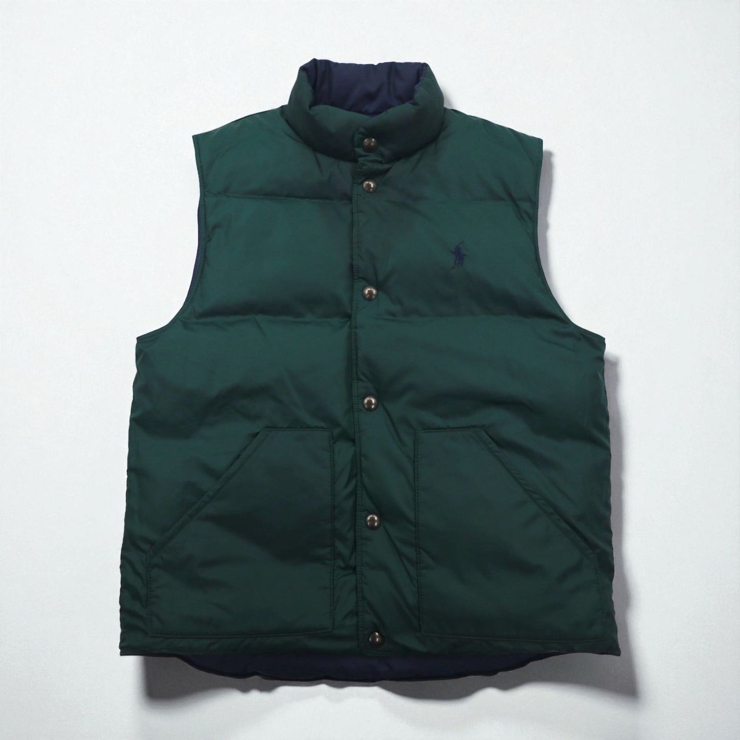Polo Ralph Lauren 90年代 リバーシブル ダウン ベスト M ネイビー スモールポニー刺繡