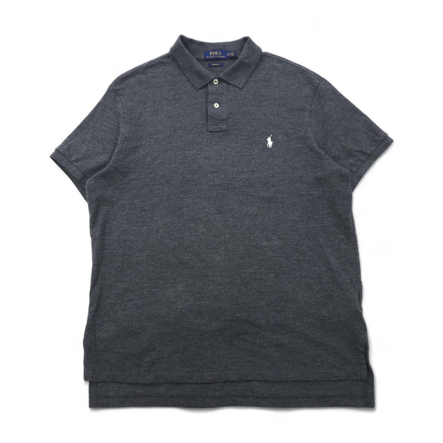 POLO RALPH LAUREN Polo Shirt, XL, Gray, Cotton, Pique, Small Pony Embroidery
