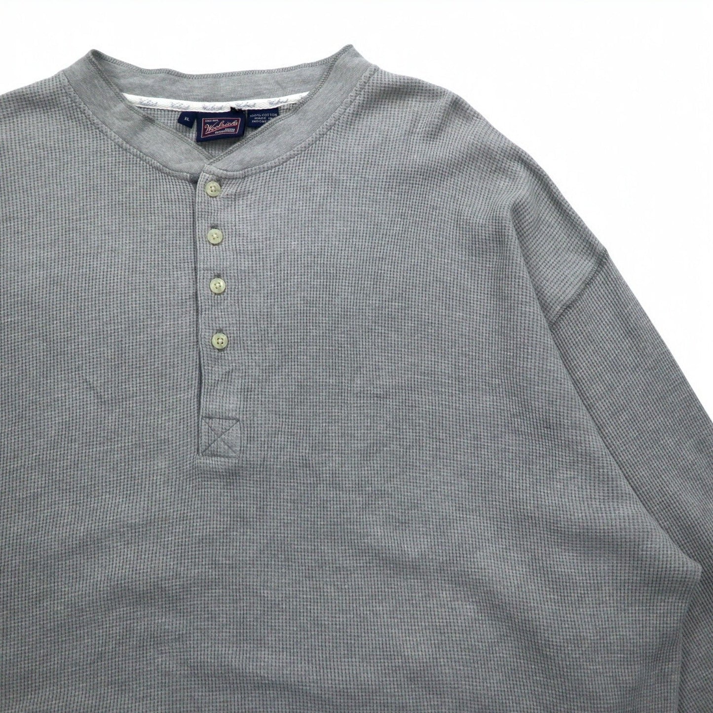 Woolrich 90年代 ヘンリーネック サーマル ロングスリーブ Tシャツ ロンT XL グレー コットン