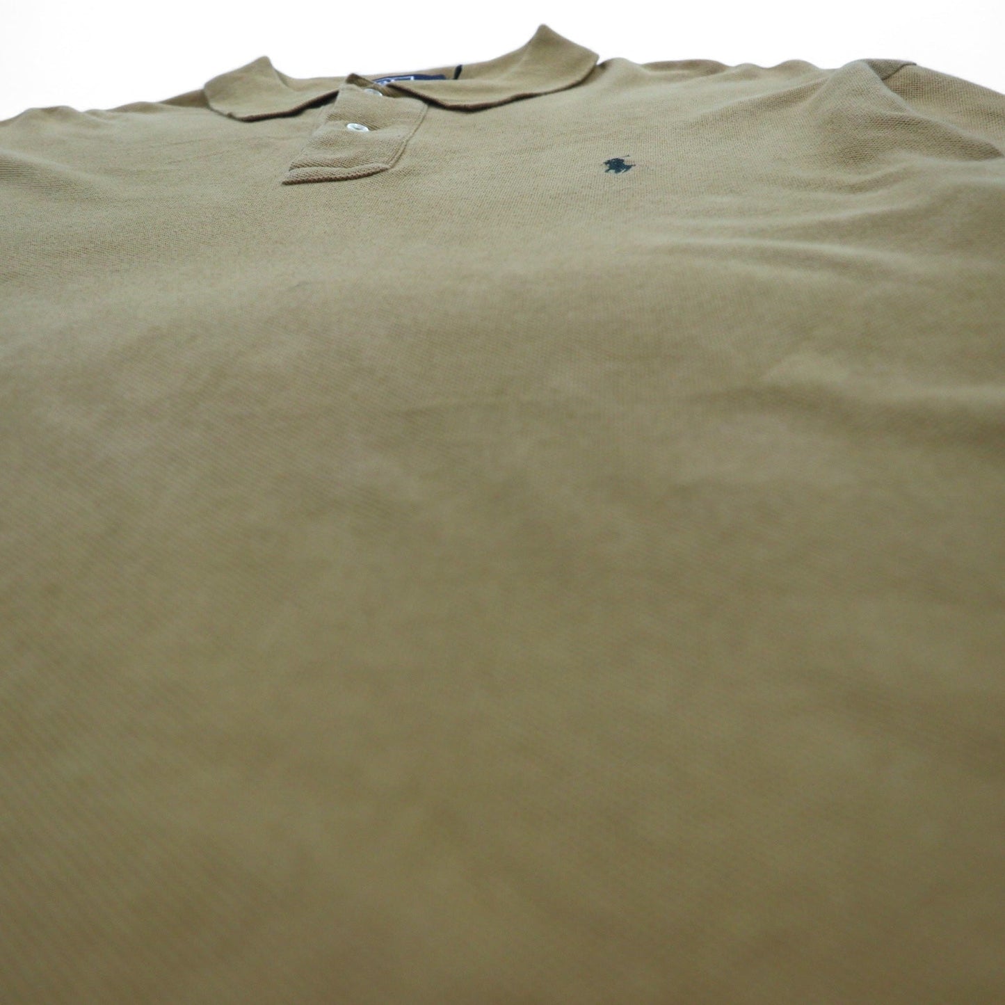 Polo by Ralph Lauren 90年代 ロングスリーブ ポロシャツ L ベージュ 鹿の子 スモールポニー刺繍