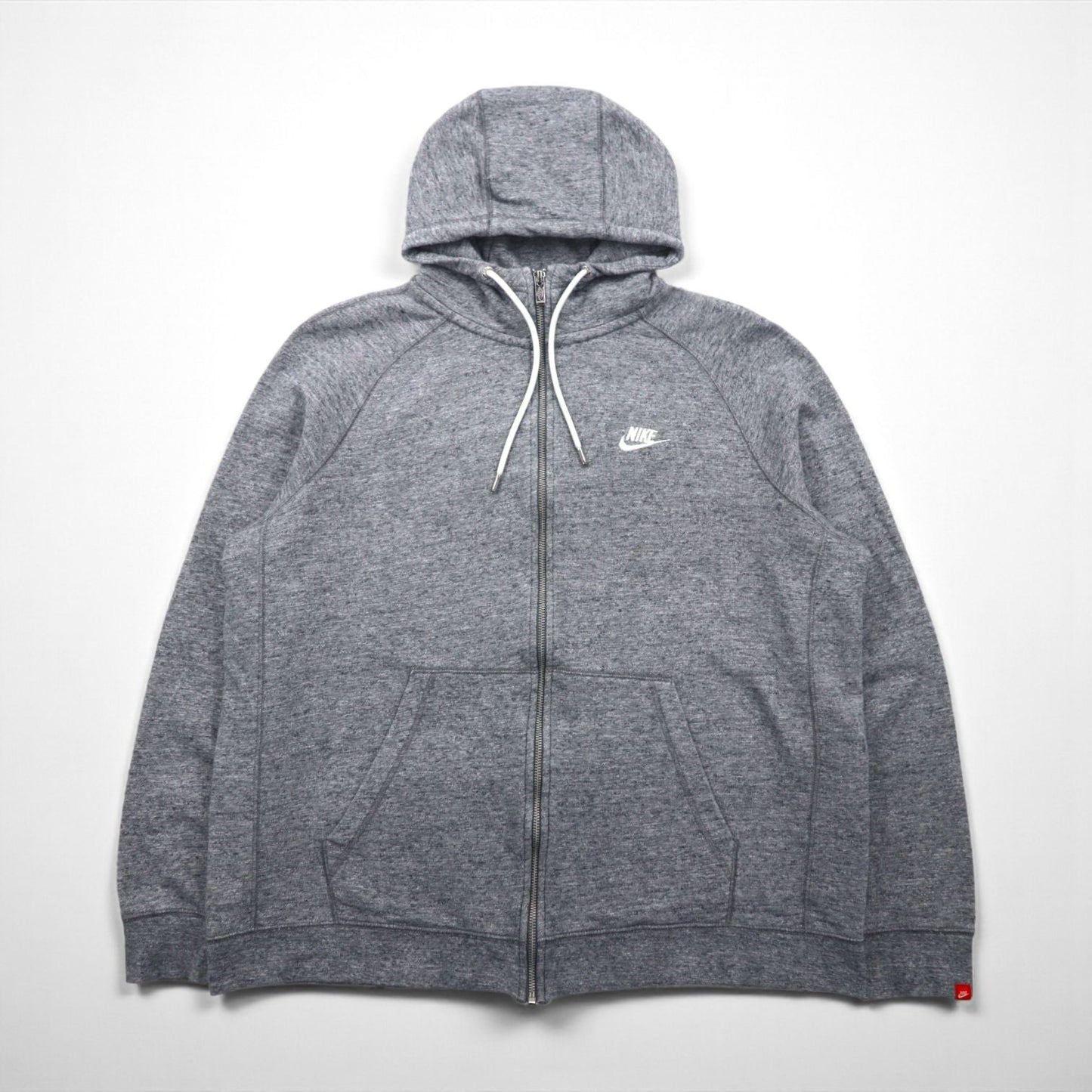 NIKE ジップパーカー XL グレー Legacy Hooded Sweatshirt ワンポイントロゴ 刺繍 805057-092