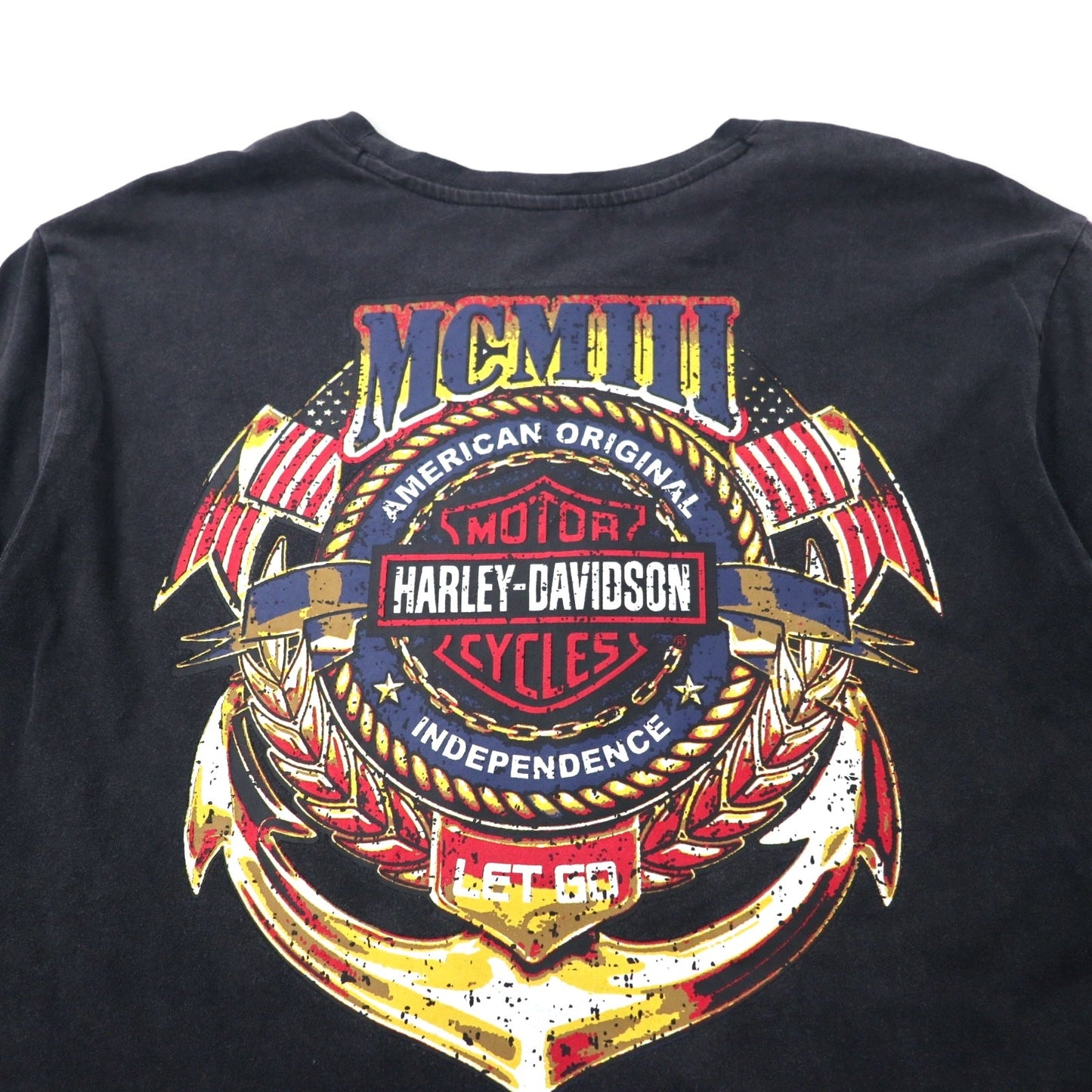 HARLEY DAVIDSON Logo Print T-Shirt, XL, Black, Cotton, Double-Sided Print