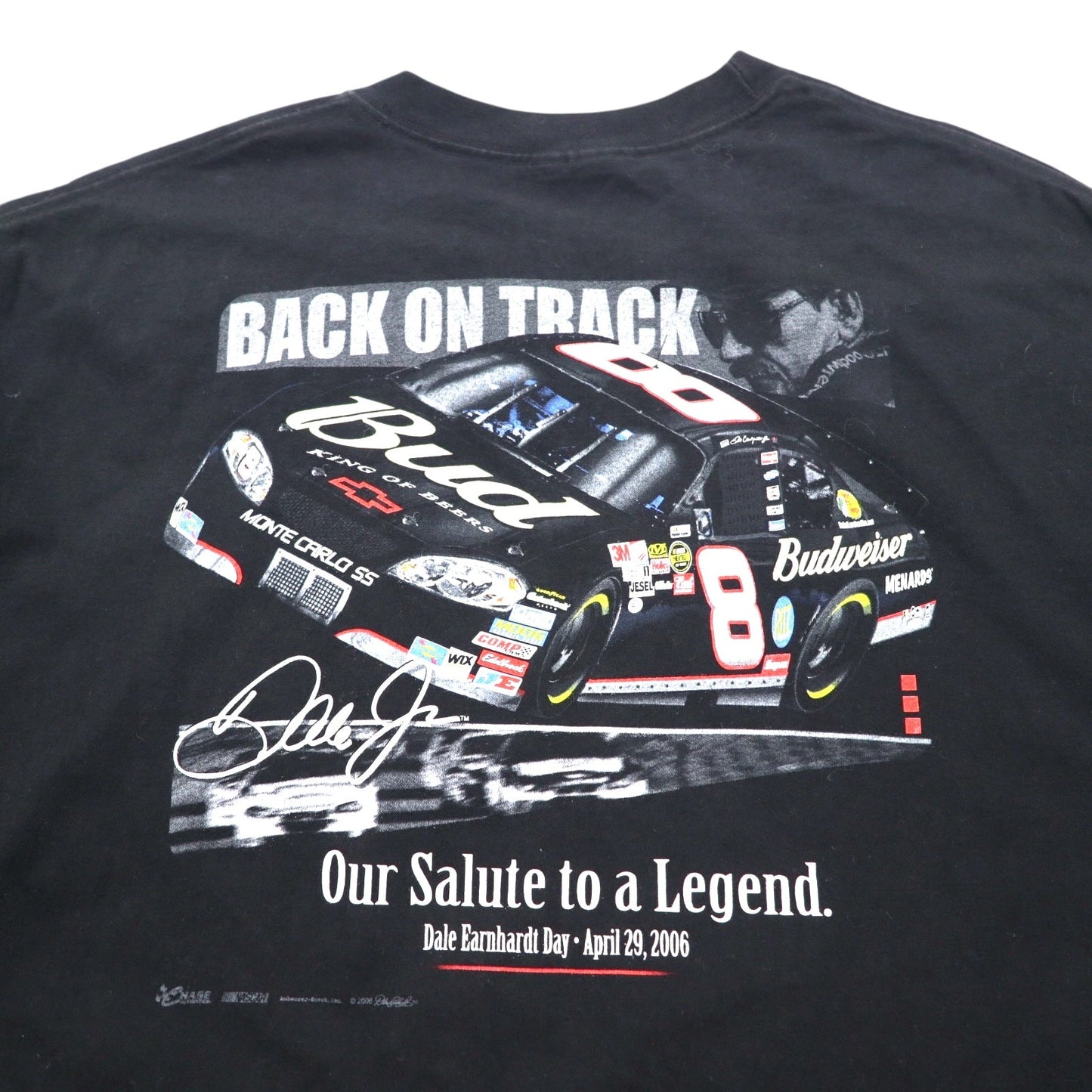 CHASE AUTHENTIC Racing Car T-Shirt, XL, Black, Budweiser, Hanes BEEFY-T, Made in Mexico