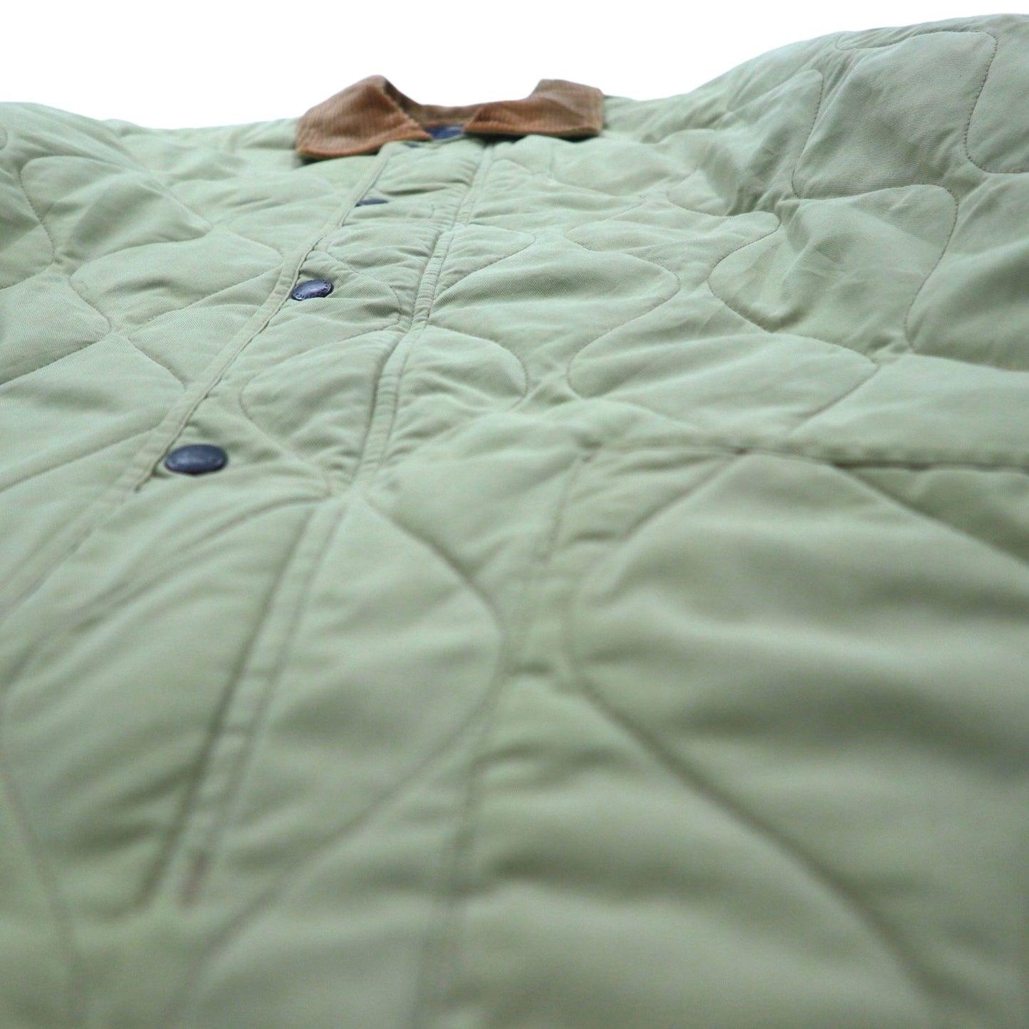 NAUTICA キルティングジャケット L ベージュ 裏地チェック 襟コーデュロイ 中綿 Smart Fabric technology スナップボタン ファスナー開閉