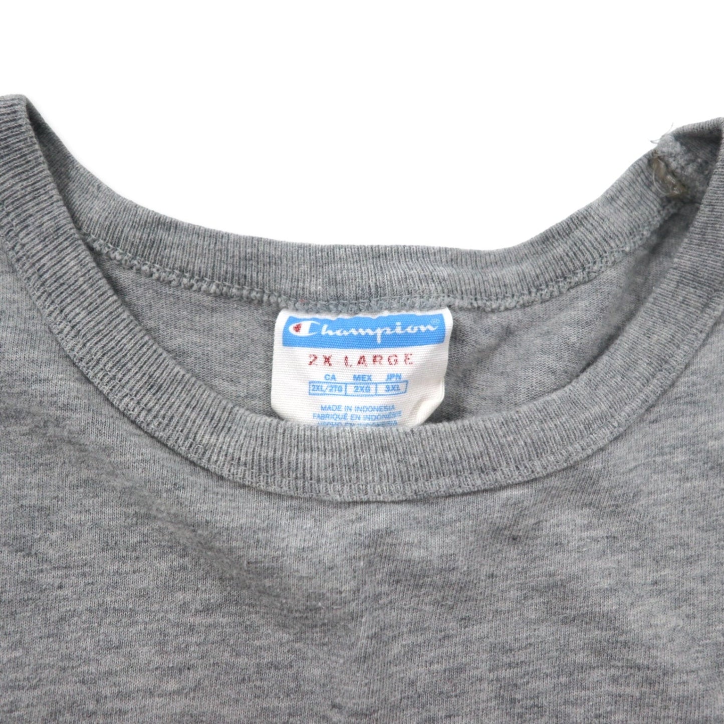 Champion 90s Pocket T-Shirt, Size 3XL, Gray Cotton, Bar Tag, One-Point Logo Embroidery, Oversized