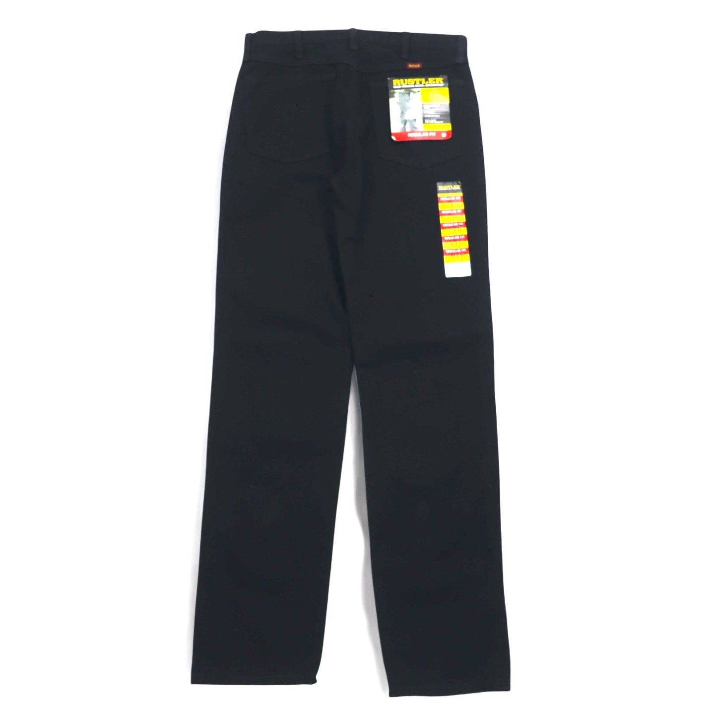 RUSTLER (Wrangler) Straight-leg Denim Jeans, Size M, Black, Regular Fit, 87619CB, Made in Mexico, Unused