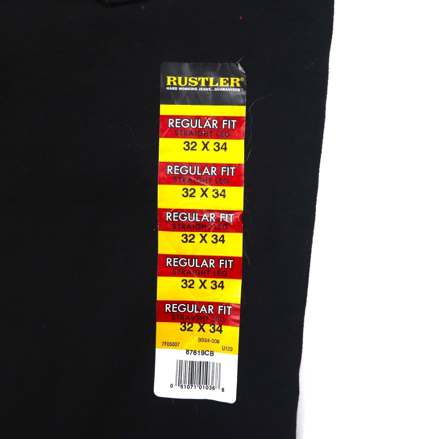 RUSTLER (Wrangler) Straight-leg Denim Jeans, Size M, Black, Regular Fit, 87619CB, Made in Mexico, Unused