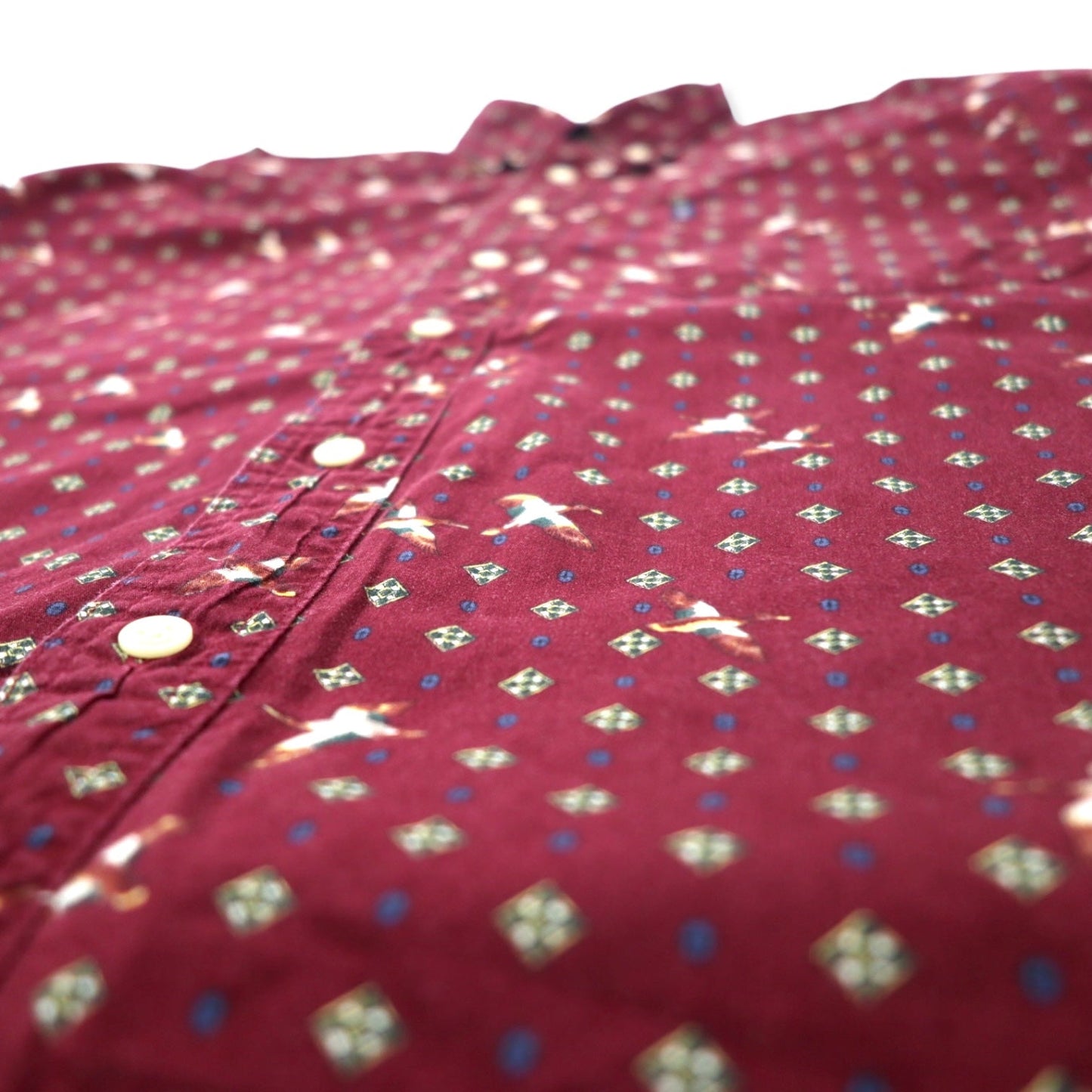 CHAPS RALPH LAUREN 90s All-Over Print Button-Down Shirt, Size L, Bordeaux Cotton, Camo
