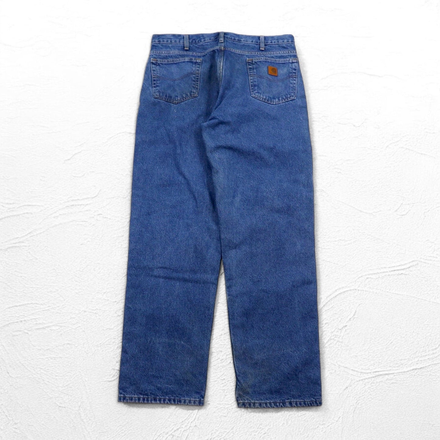 Carhartt Relaxed Fit Flannel-Lined Denim Pants, Size XL, Indigo with Blue Check Lining, B172 DST, Made in Mexico