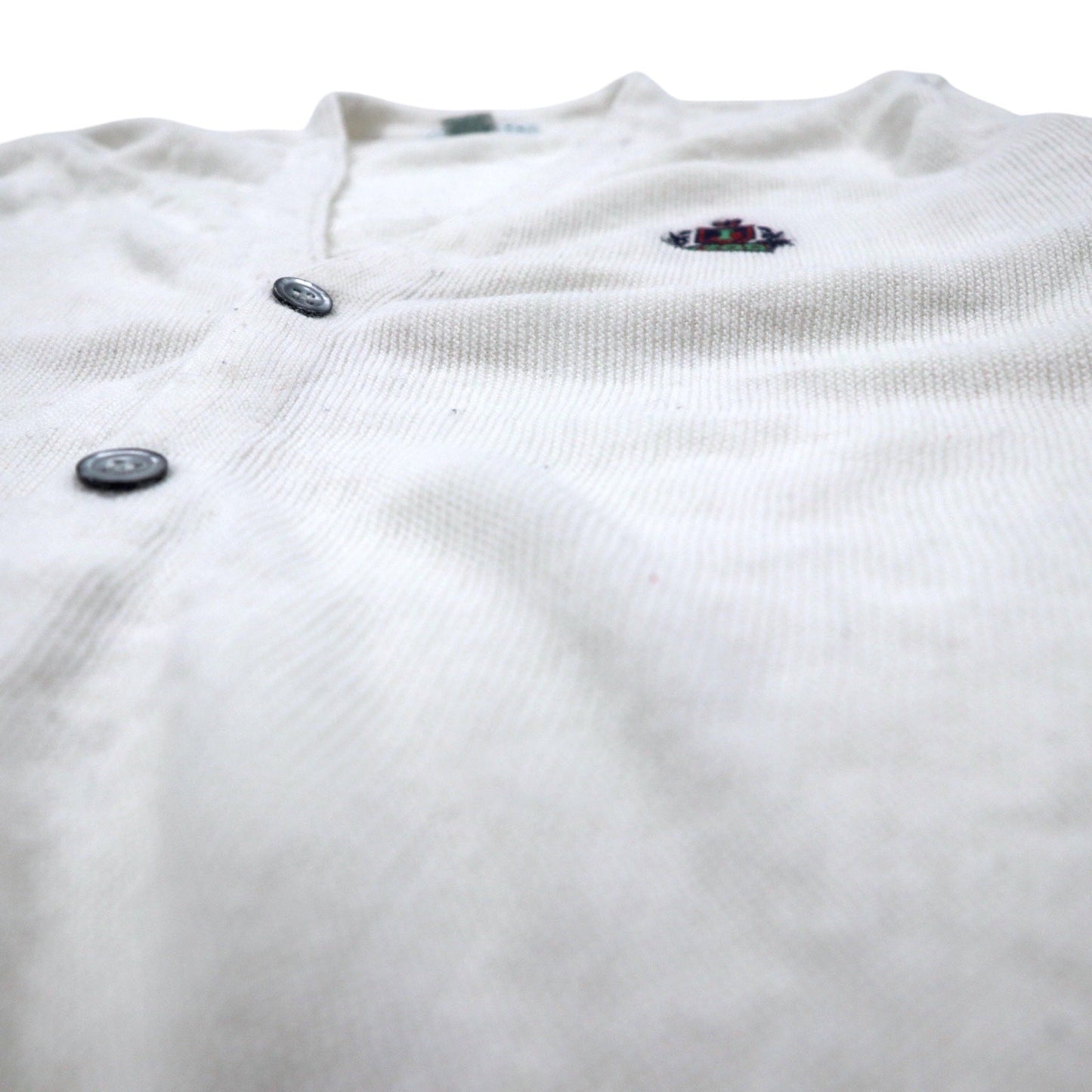 IZOD USA製 90年代 アクリルニット カーディガン S ホワイト ワンポイントロゴ刺繍