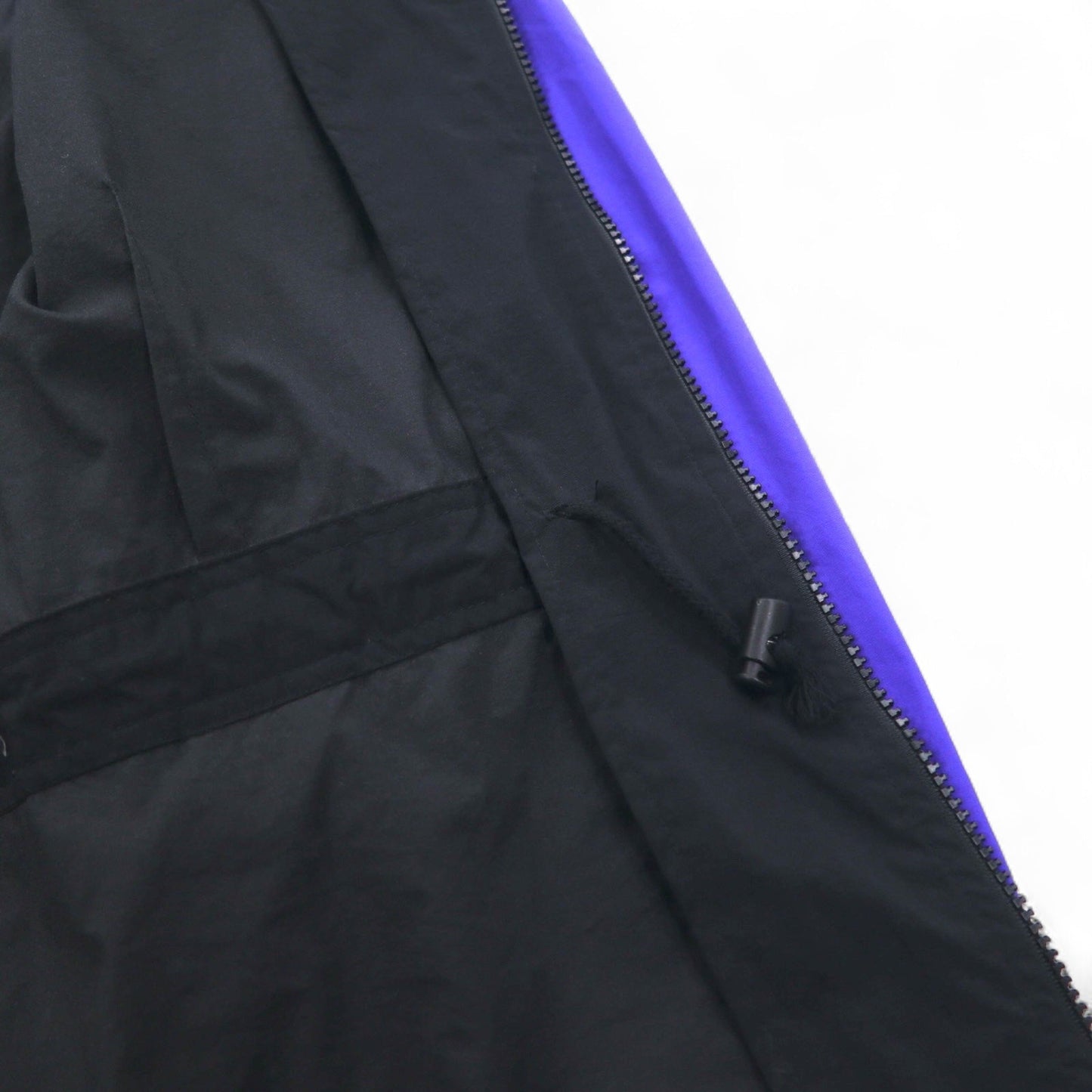 FILA 90s Nylon Jacket, Size L, Black and Purple, Drawcord, Retractable Hood, Double Zip