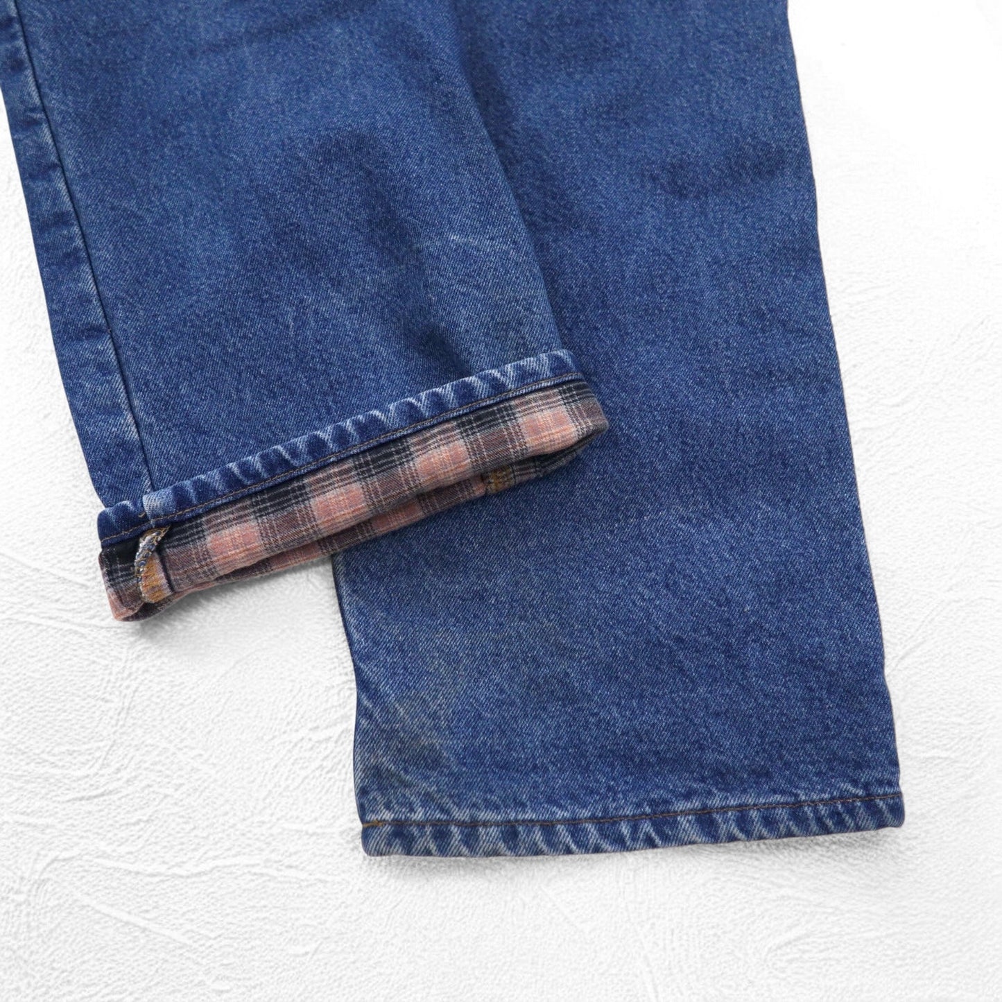 Carhartt Relaxed Fit Flannel-Lined Denim Pants, Size XL, Indigo with Blue Check Lining, B172 DST, Made in Mexico
