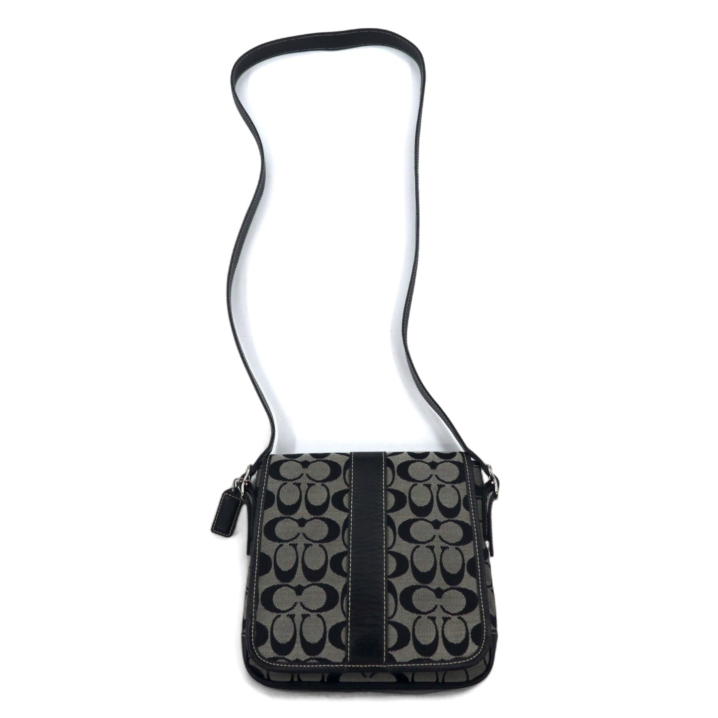COACH Signature Shoulder Bag in Gray Canvas and Leather (G3K-6357)
