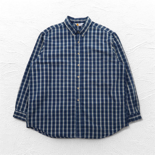 Carhartt button-down flannel shirt, size 2XL, blue check cotton