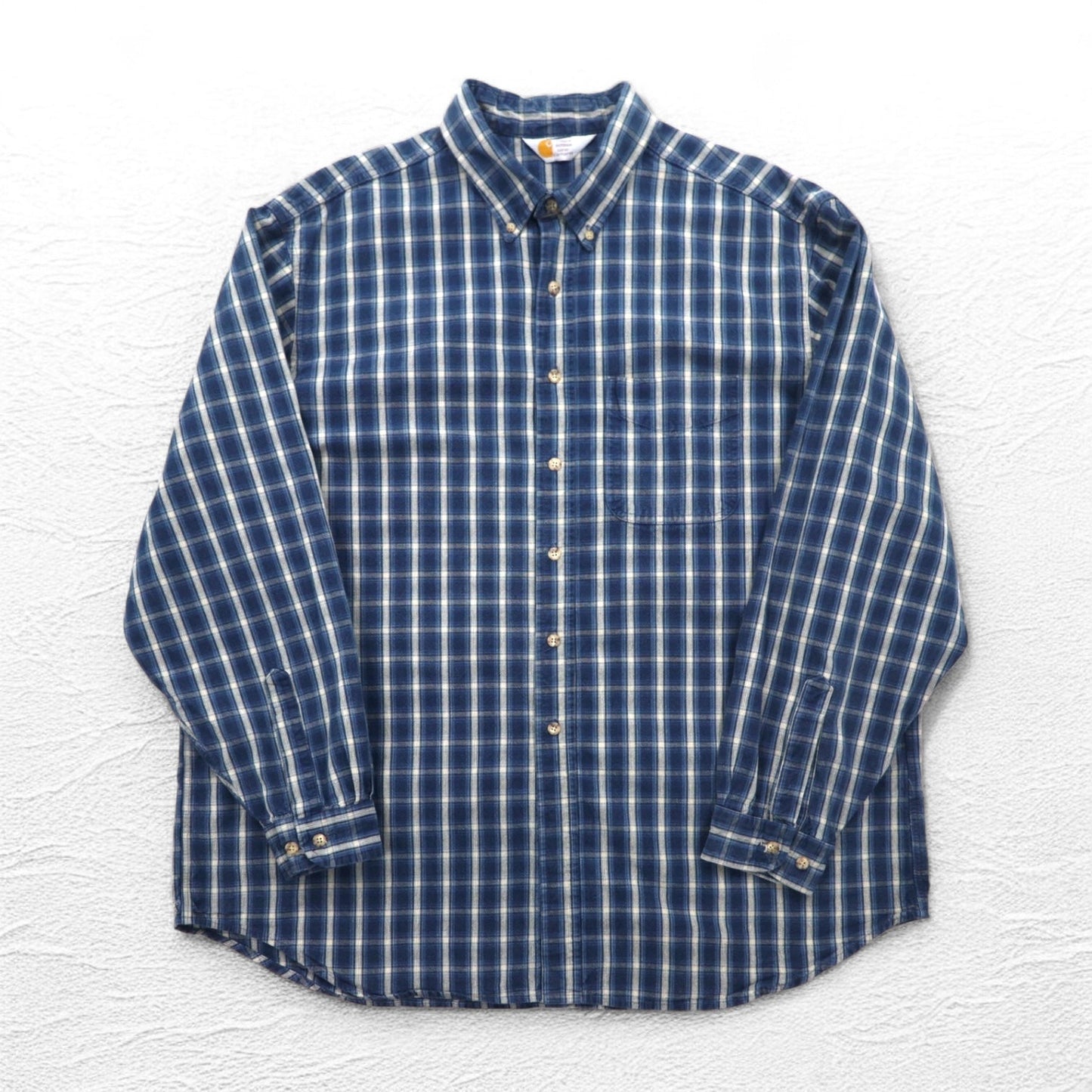 Carhartt button-down flannel shirt, size 2XL, blue check cotton