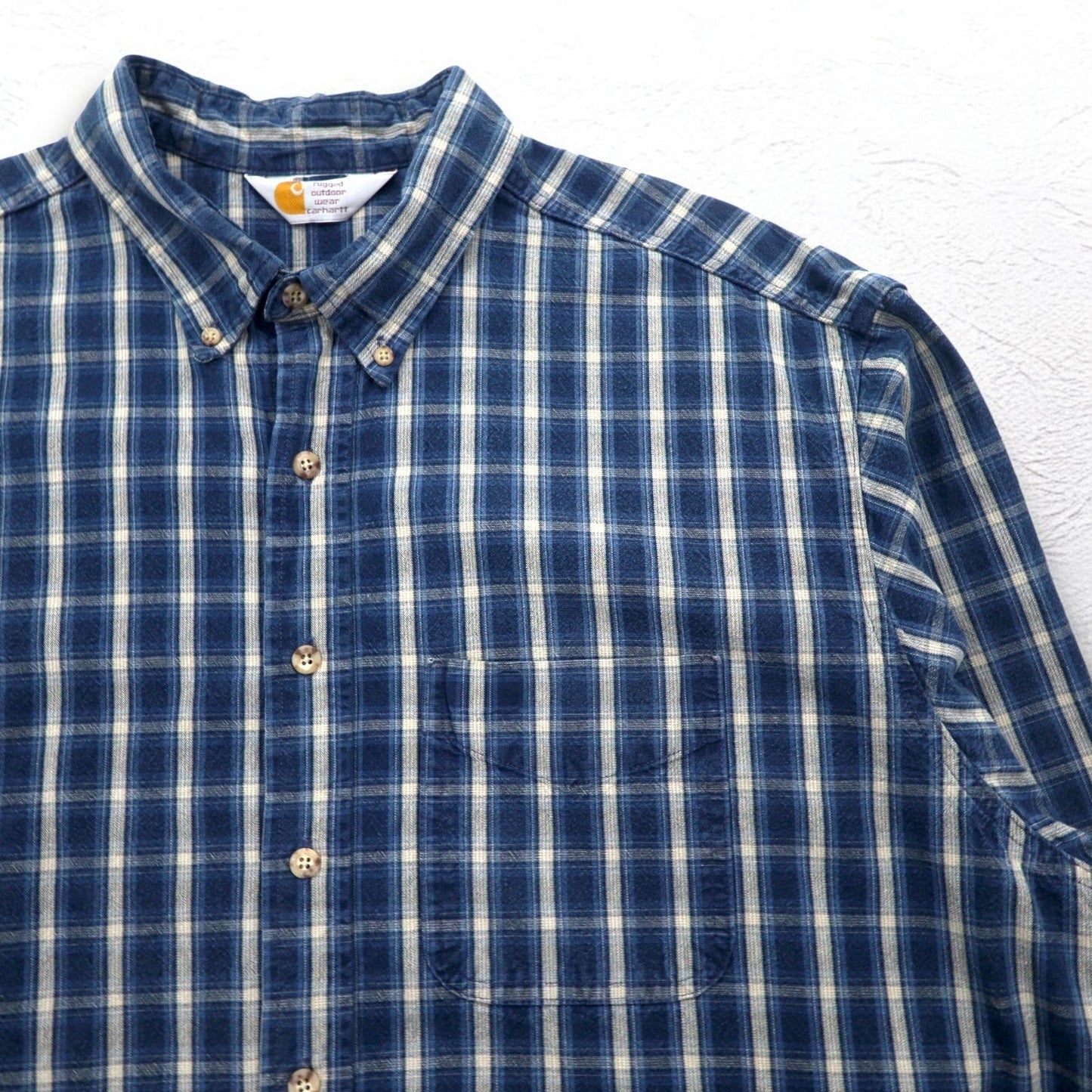 Carhartt button-down flannel shirt, size 2XL, blue check cotton