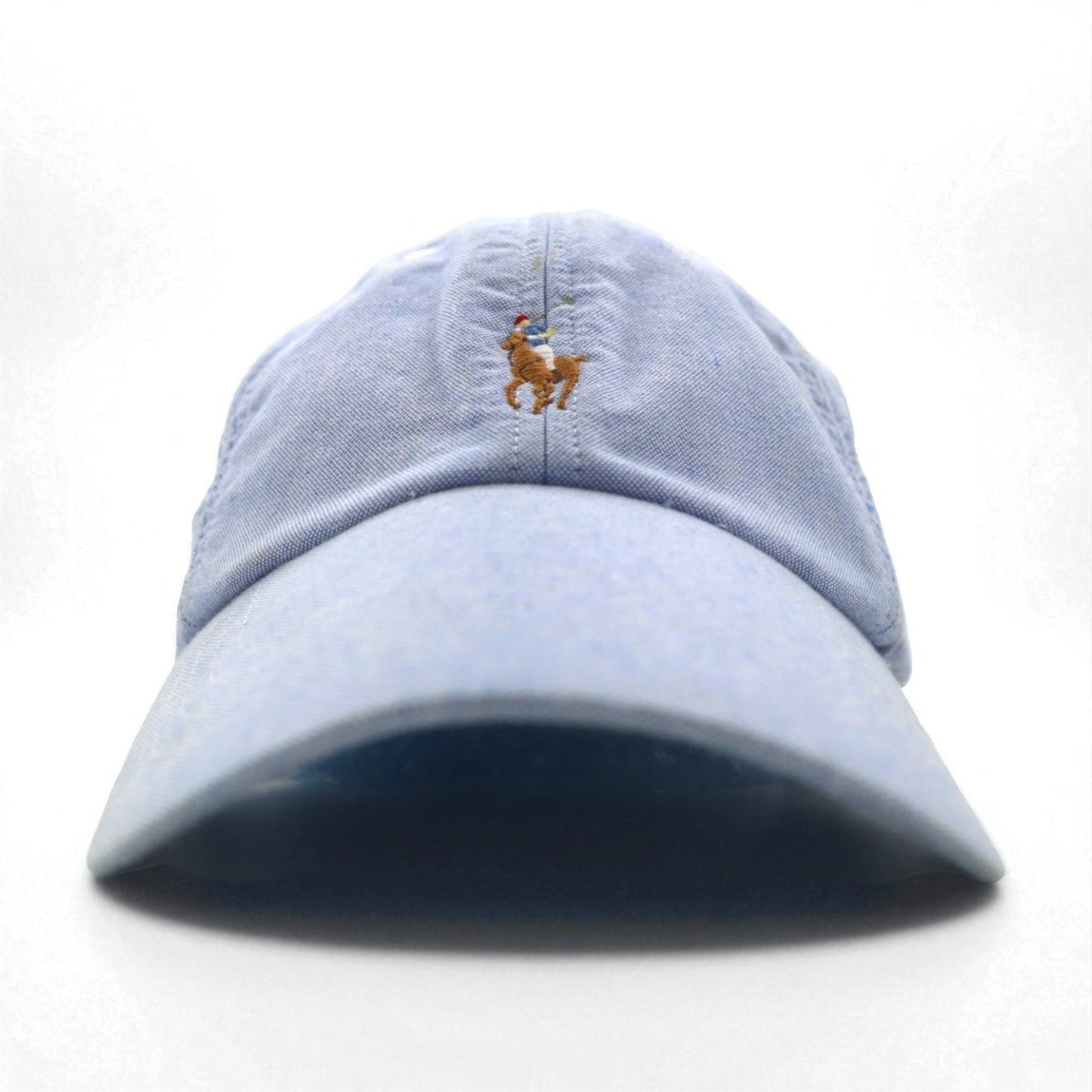 POLO RALPH LAUREN オックスフォード ベースボールキャップ 59cm ブルー コットン スモールポニー刺繍 未使用品