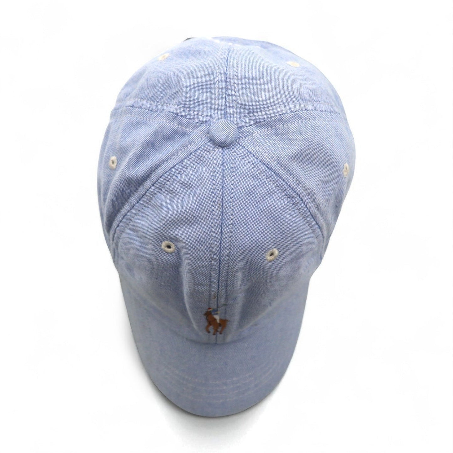 POLO RALPH LAUREN オックスフォード ベースボールキャップ 59cm ブルー コットン スモールポニー刺繍 未使用品