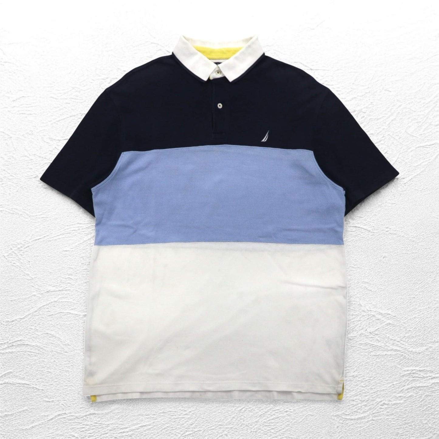NAUTICA Polo Shirt, XL, Navy Blue, White, Cotton, Pique, One-Point Logo Embroidery