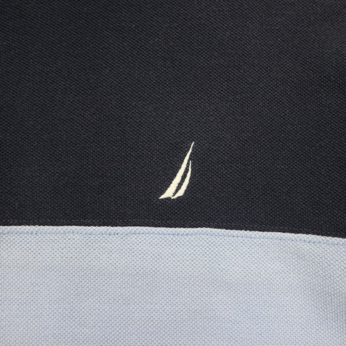NAUTICA Polo Shirt, XL, Navy Blue, White, Cotton, Pique, One-Point Logo Embroidery
