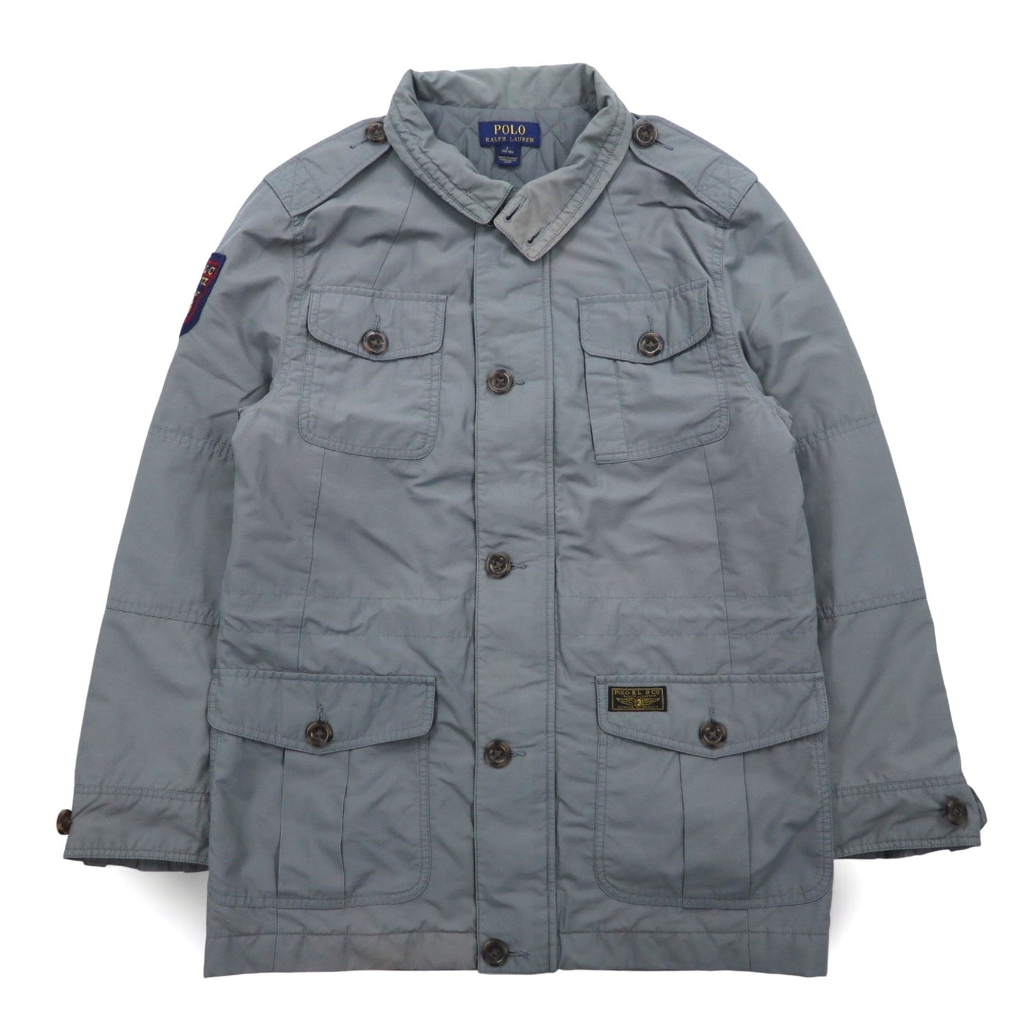 POLO RALPH LAUREN M-65 Field Jacket, Military Jacket, Size L, Gray, Logo Patch