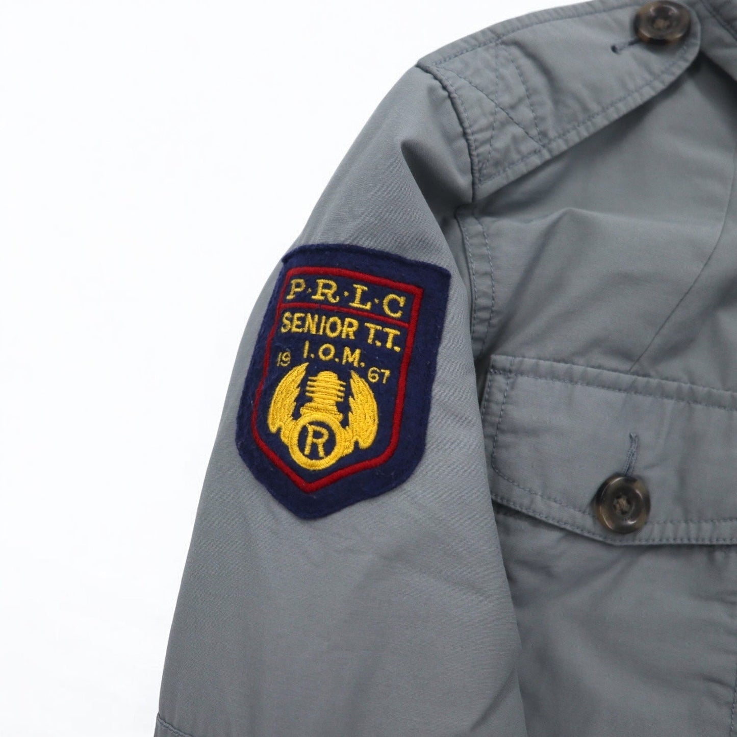 POLO RALPH LAUREN M-65 Field Jacket, Military Jacket, Size L, Gray, Logo Patch