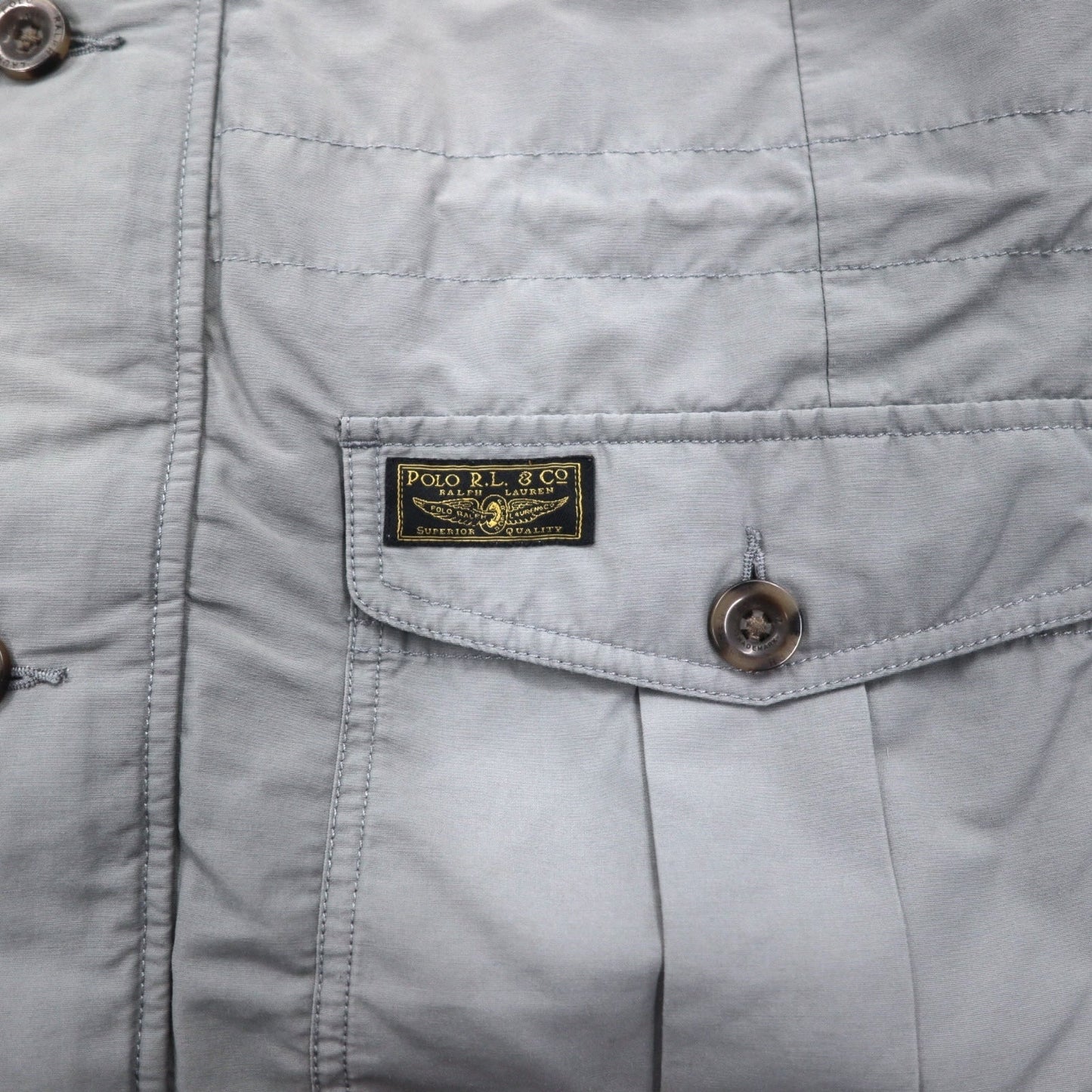 POLO RALPH LAUREN M-65 Field Jacket, Military Jacket, Size L, Gray, Logo Patch