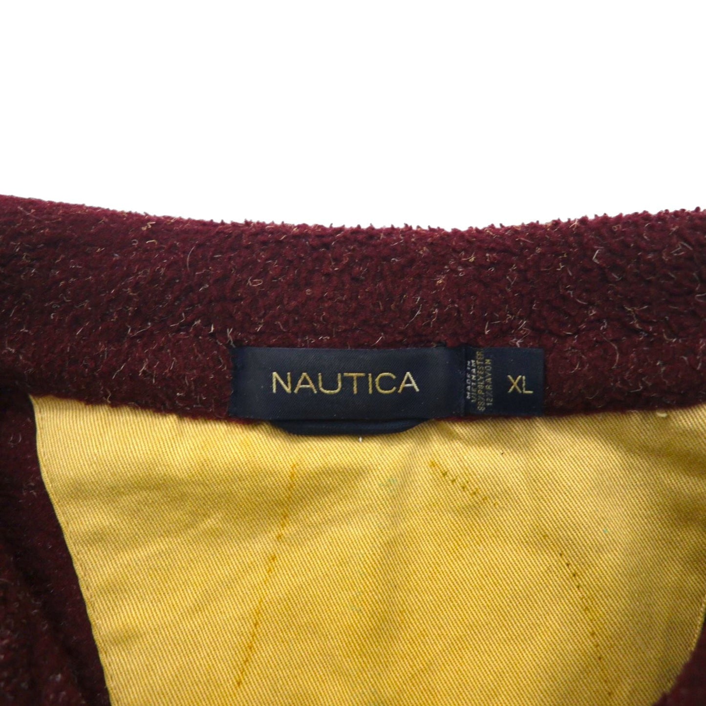 NAUTICA ハーフジップ プルオーバー フリースジャケット XL ボルドー サイドジップポケット パイル スタンドカラー