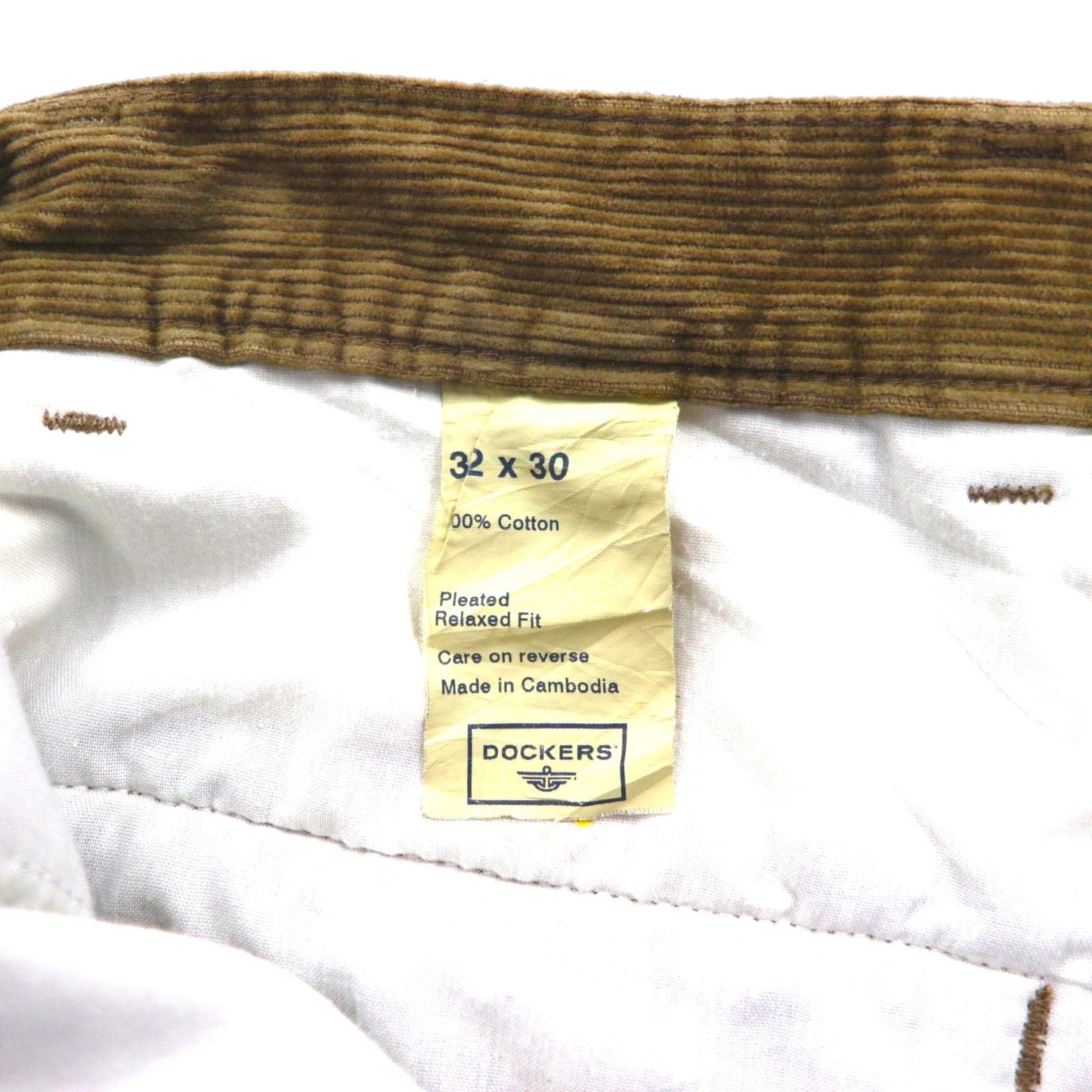 DOCKERS ( Levi's ) 00年代 2タック ワイド コーデュロイ チノパンツ M ベージュ ダブルカフス