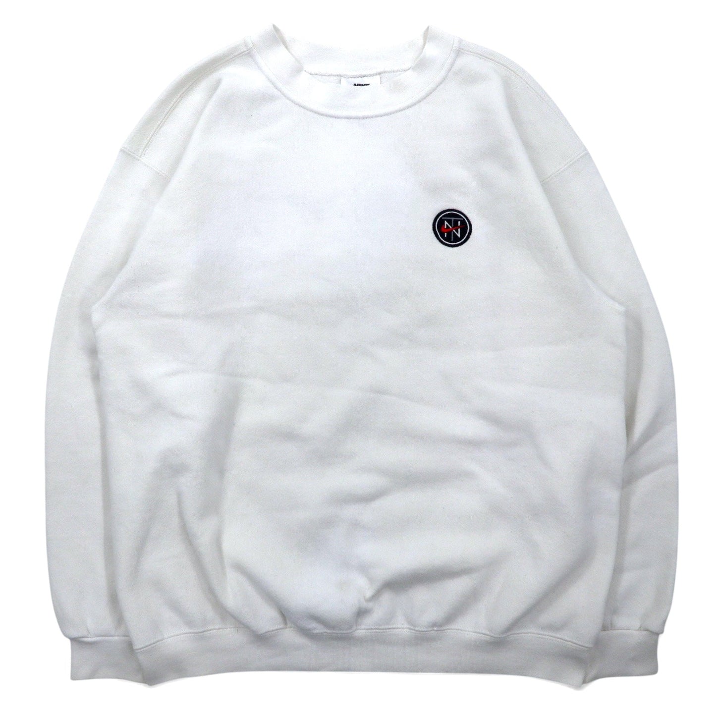 NIKE 90s Made in USA Swoosh Logo Embroidered Sweatshirt, Size M, White Cotton, NIKE TOWN Back Logo Print