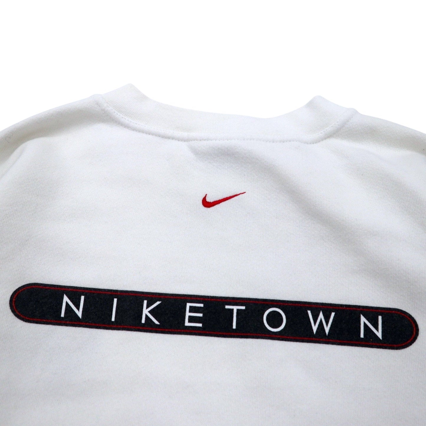 NIKE 90s Made in USA Swoosh Logo Embroidered Sweatshirt, Size M, White Cotton, NIKE TOWN Back Logo Print