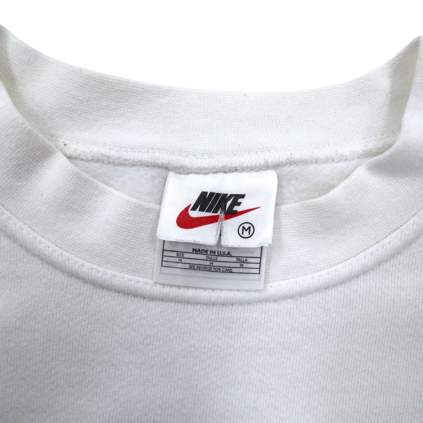 NIKE 90s Made in USA Swoosh Logo Embroidered Sweatshirt, Size M, White Cotton, NIKE TOWN Back Logo Print