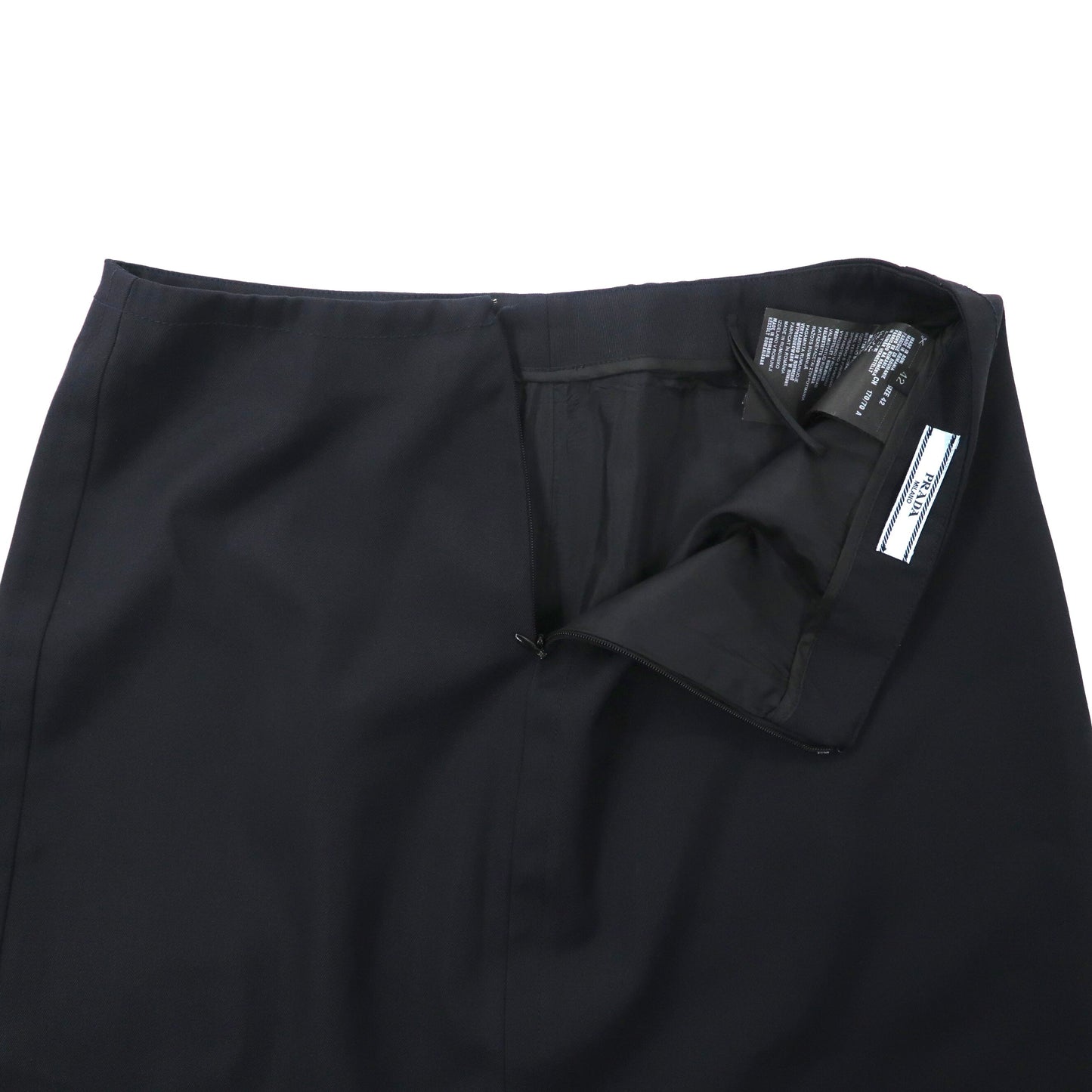 PRADA Slim Skirt, Size 42, Navy, Wool and Silk Blend, Made in Romania