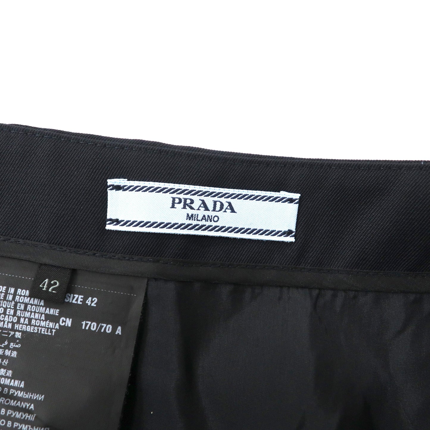 PRADA Slim Skirt, Size 42, Navy, Wool and Silk Blend, Made in Romania