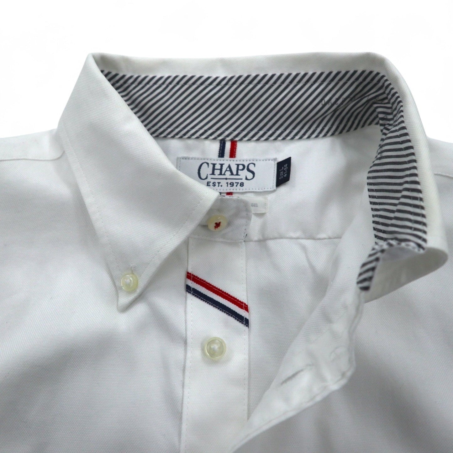 CHAPS Oxford Button-Down Shirt, Large, White, Non-Iron Pure Cotton
