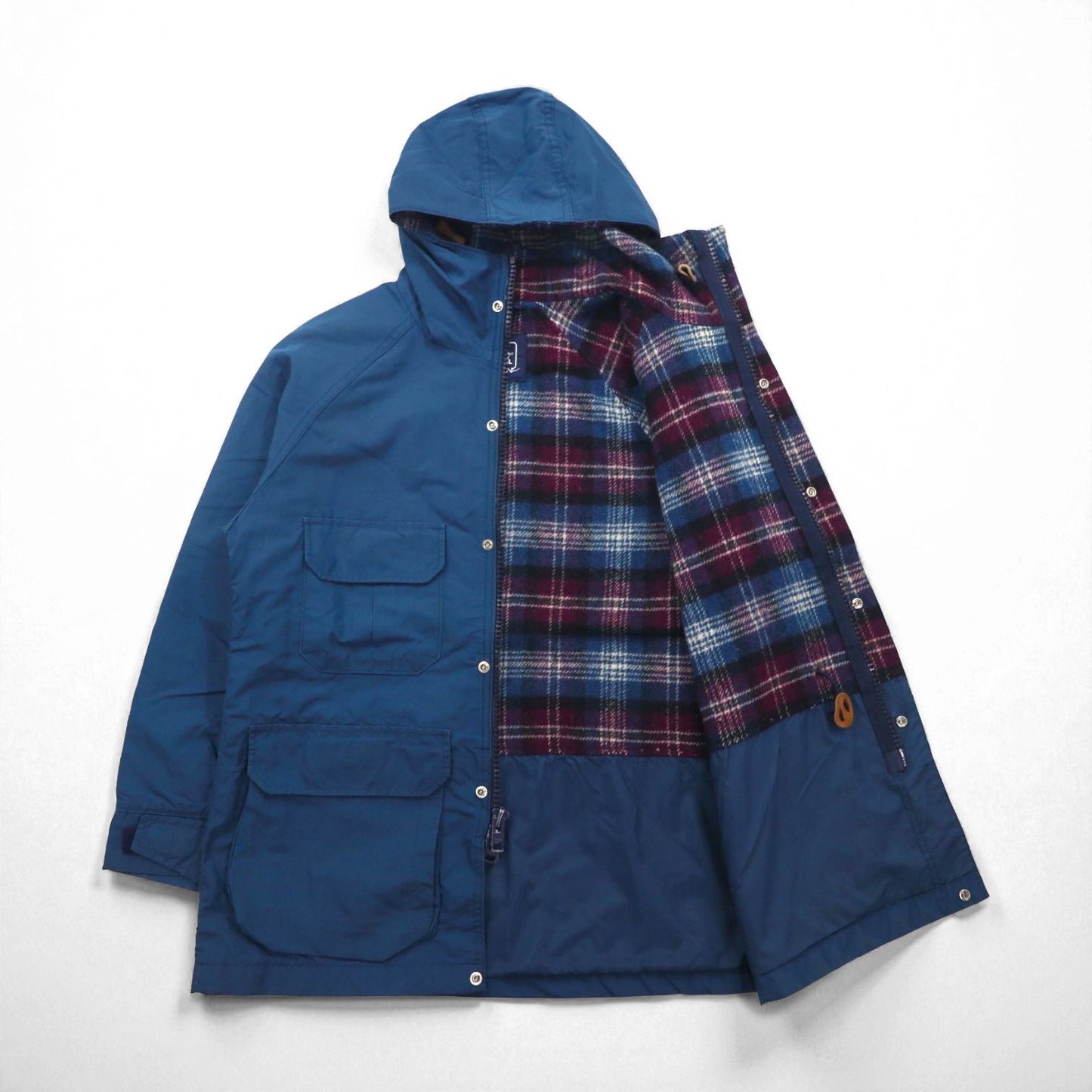 Woolrich 80年代 USA製 マウンテンパーカー L ネイビー ブランケットライナー ダブルジップ ウエスト ドローコード