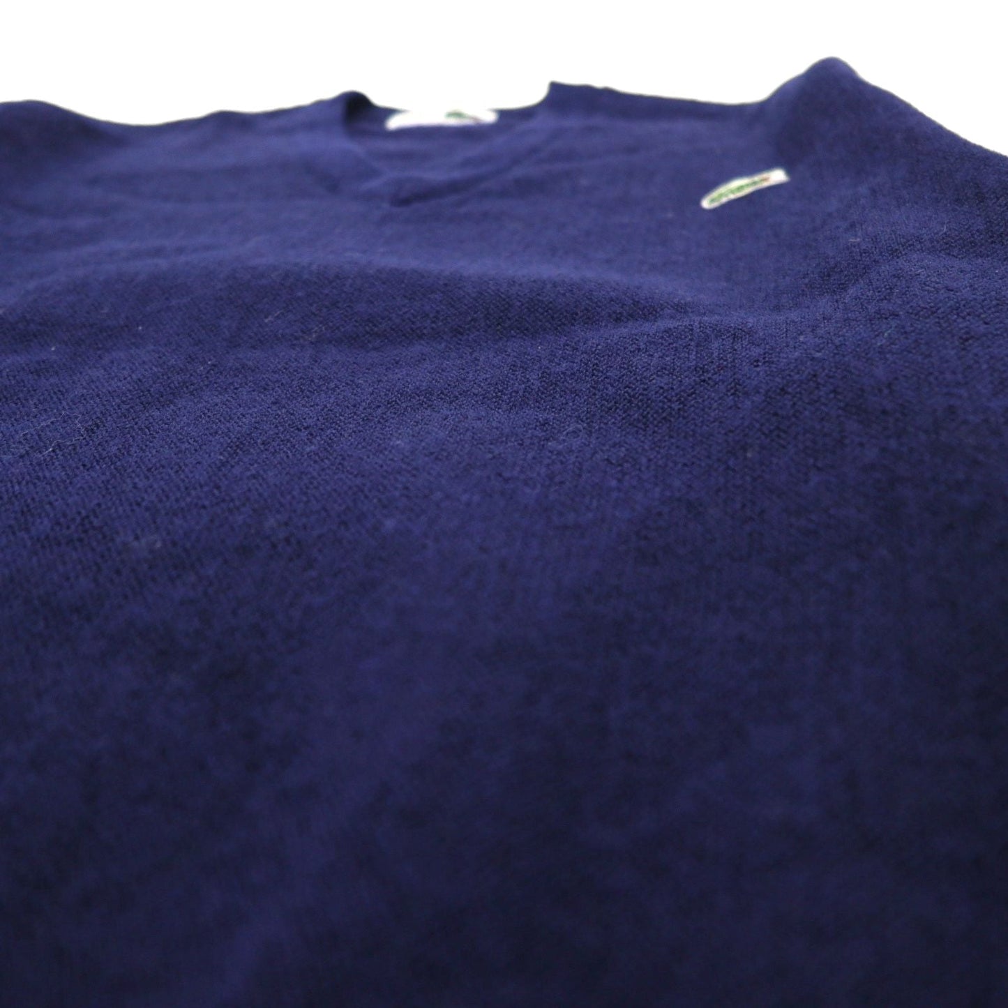 CHEMISE LACOSTE 80年代 日本製 Vネック ニット セーター S ネイビー ワンポイントロゴ