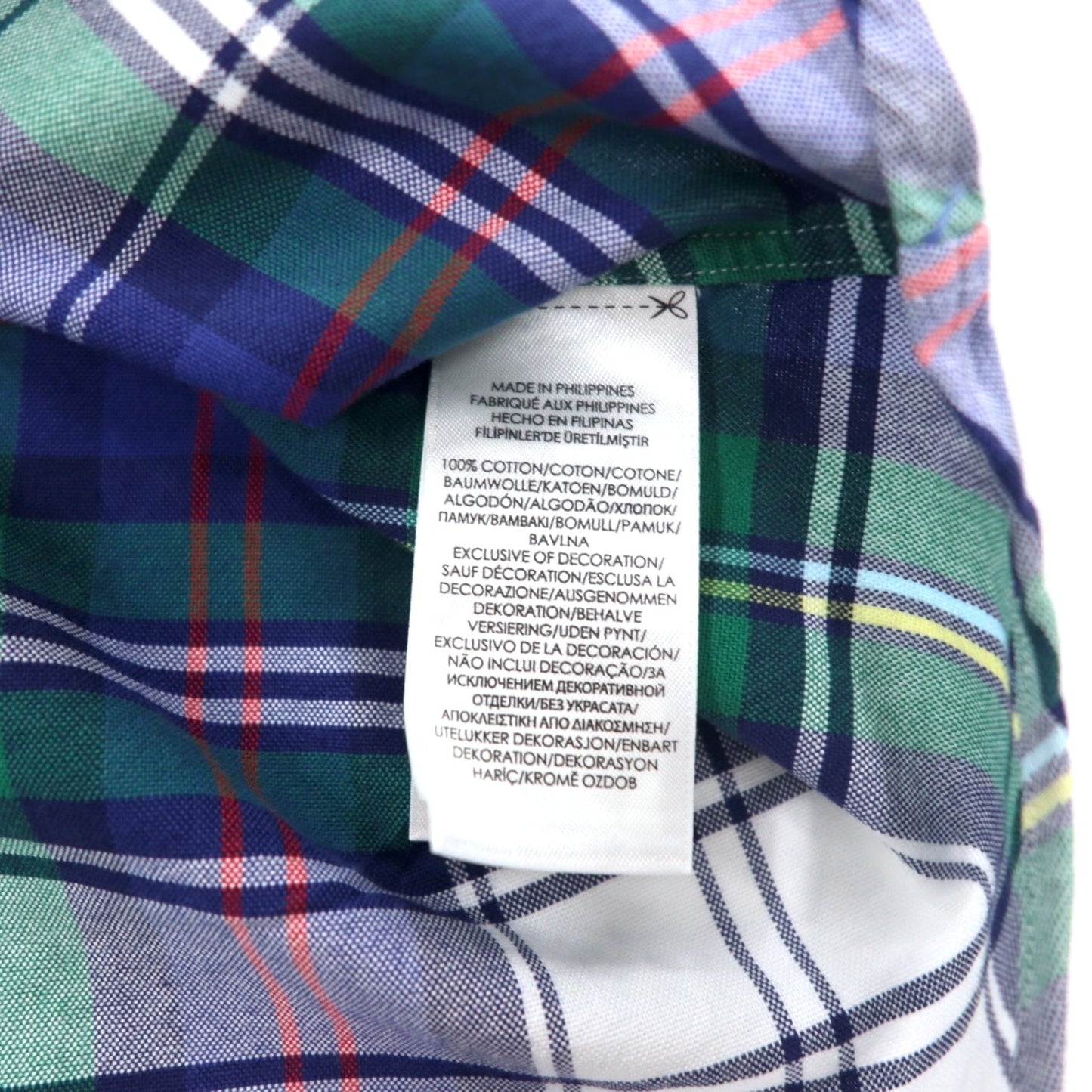 RALPH LAUREN Button-Down Shirt, Size S, Blue/Green Check Cotton with Small Pony Embroidery
