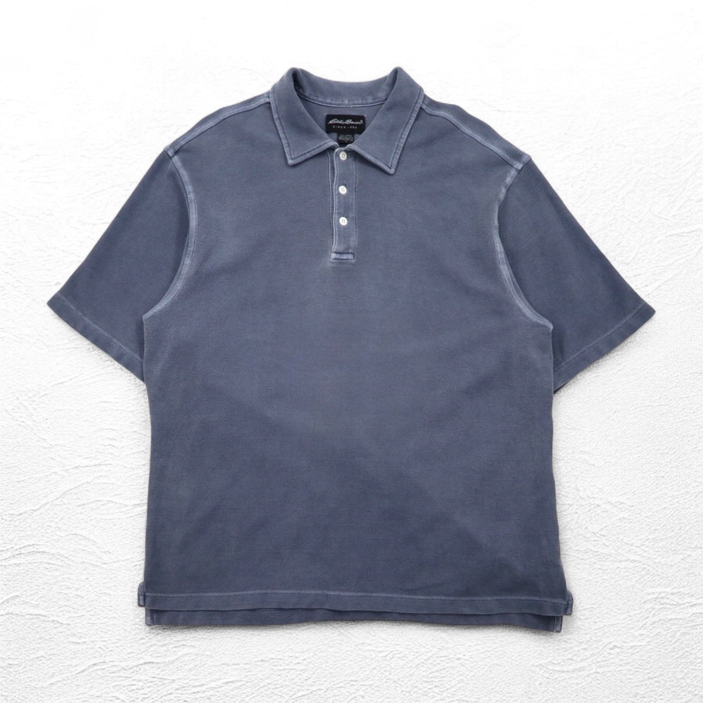 Eddie Bauer 90s Vintage Pique Polo Shirt, Gray, Cotton, Size L