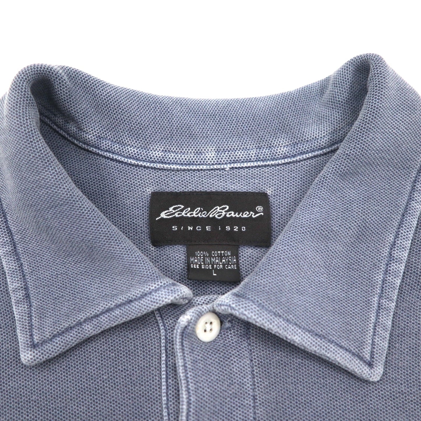 Eddie Bauer 90s Vintage Pique Polo Shirt, Gray, Cotton, Size L