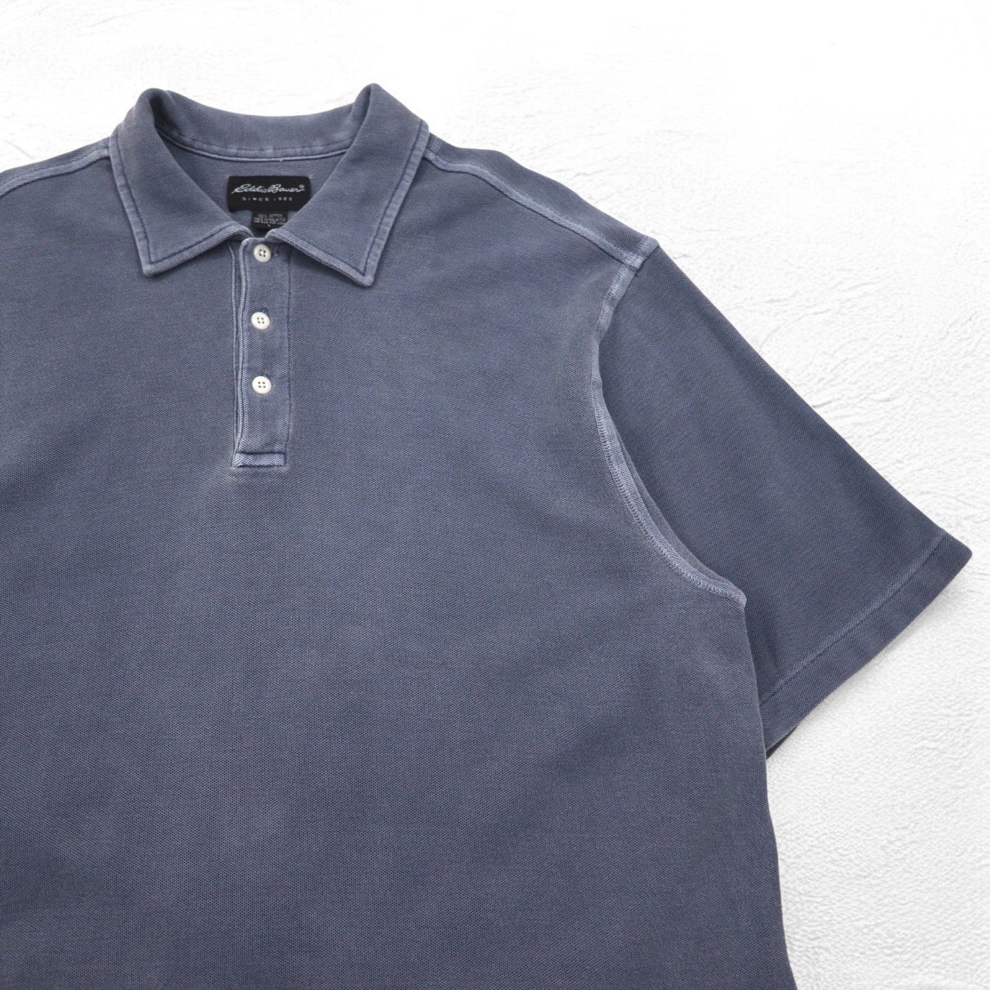 Eddie Bauer 90s Vintage Pique Polo Shirt, Gray, Cotton, Size L
