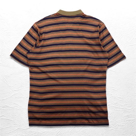 Christian Dior SPORTS 90年代 ボーダー ポロシャツ L カーキ ネイビー コットン 日本製