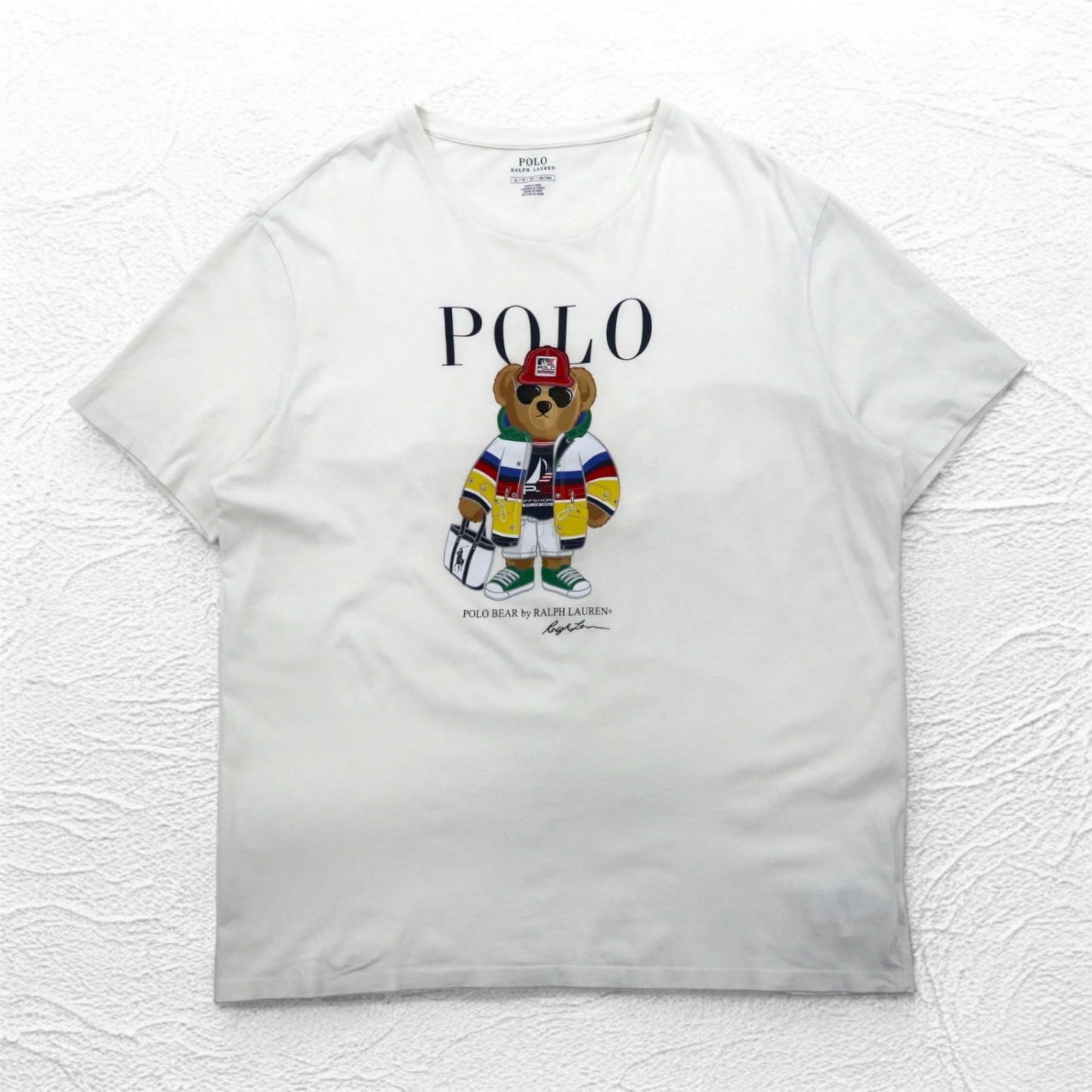 POLO RALPH LAUREN Polo Bear T-shirt, XL, White, Cotton, Made in Peru