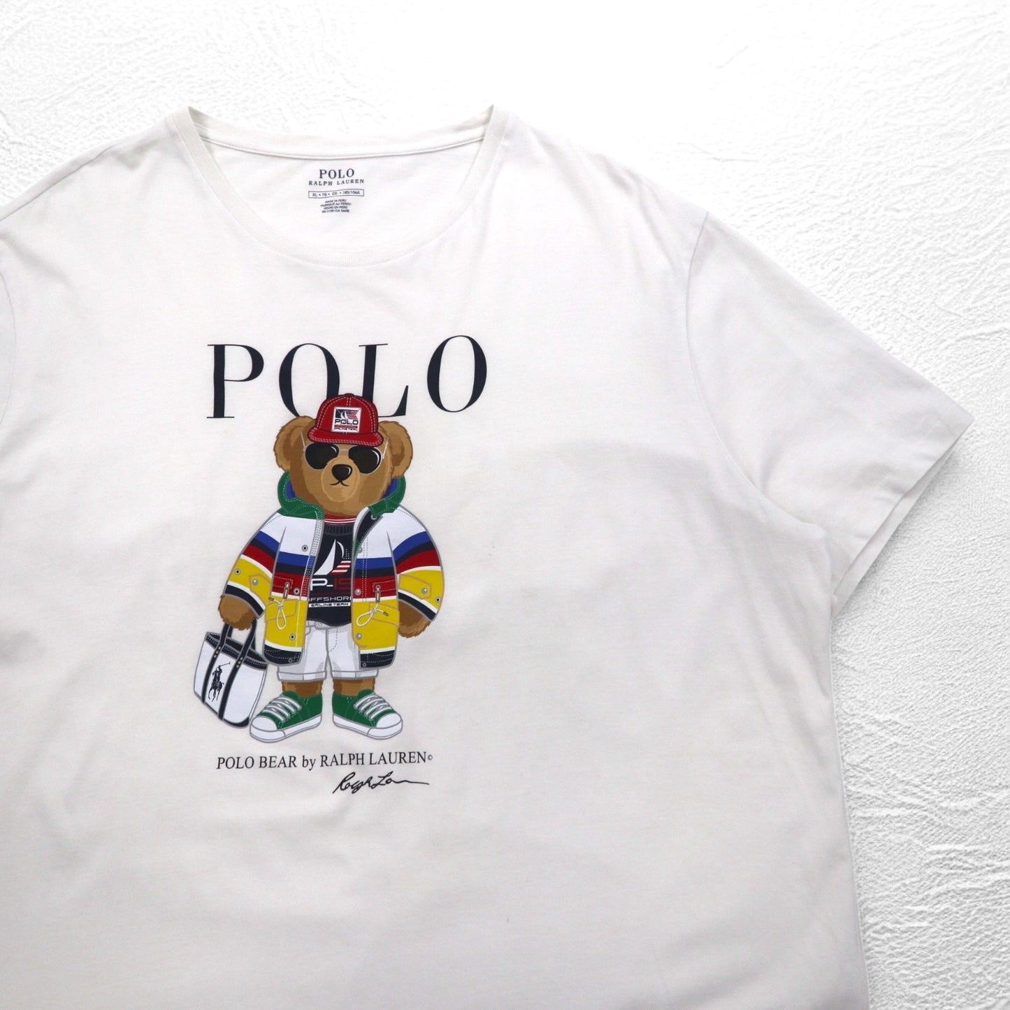 POLO RALPH LAUREN Polo Bear T-shirt, XL, White, Cotton, Made in Peru