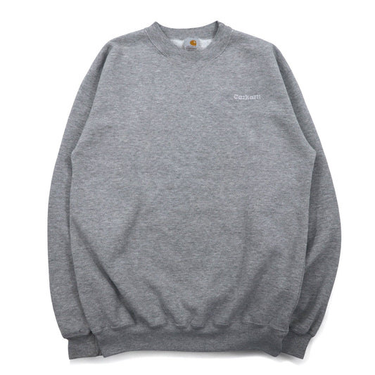 Carhartt 90s Crew Neck Sweatshirt, Size L, Gray Cotton, with One-Point Logo Embroidery
