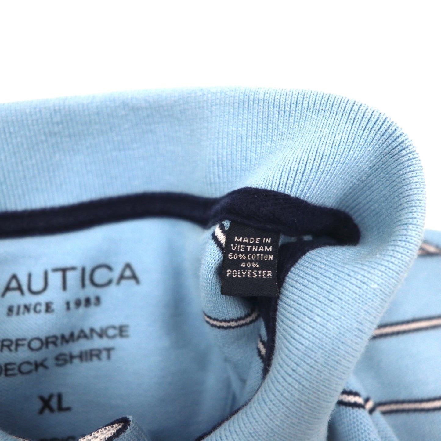 NAUTICA Classic Fit Polo Shirt, XL, Blue, Striped, Classic Fit, One-Point Logo Embroidery