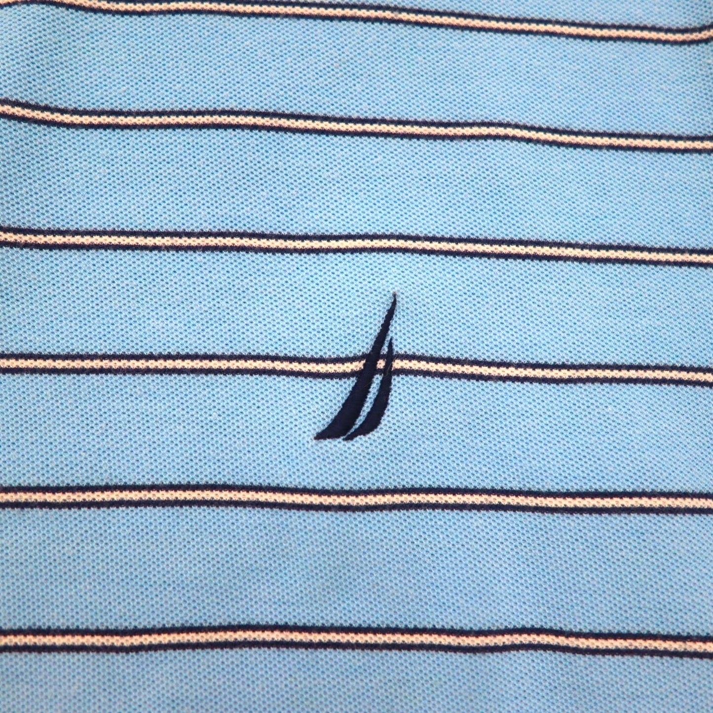 NAUTICA Classic Fit Polo Shirt, XL, Blue, Striped, Classic Fit, One-Point Logo Embroidery
