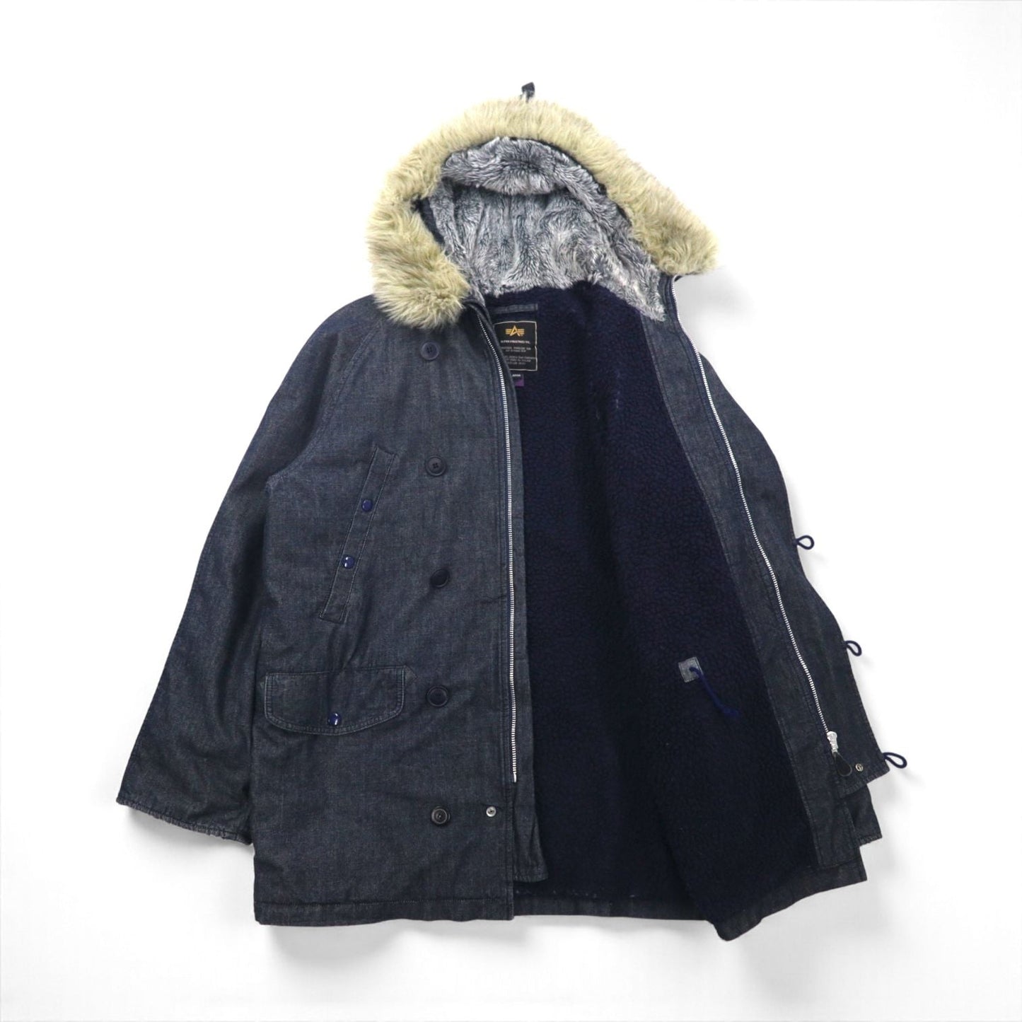 ALPHA INDUSTRIES N-3B デニム フライトジャケット XL ボアライナー 裏地 ファー着脱式