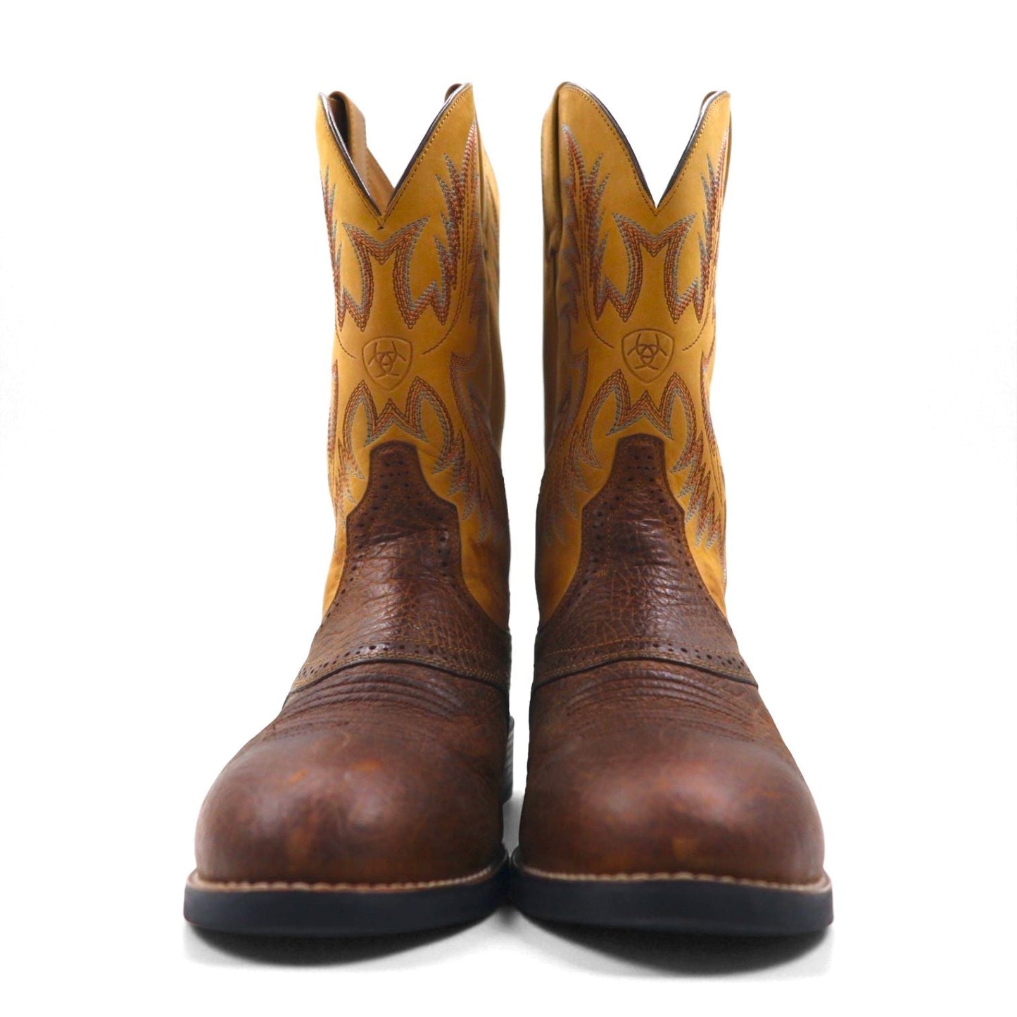 ARIAT カウボーイ ウエスタンブーツ 26cm ツートーン HERITAGE STOCKMAN グッドイヤーウェルト製法 カービング ステッチ 刺繍 ローパー 10002247